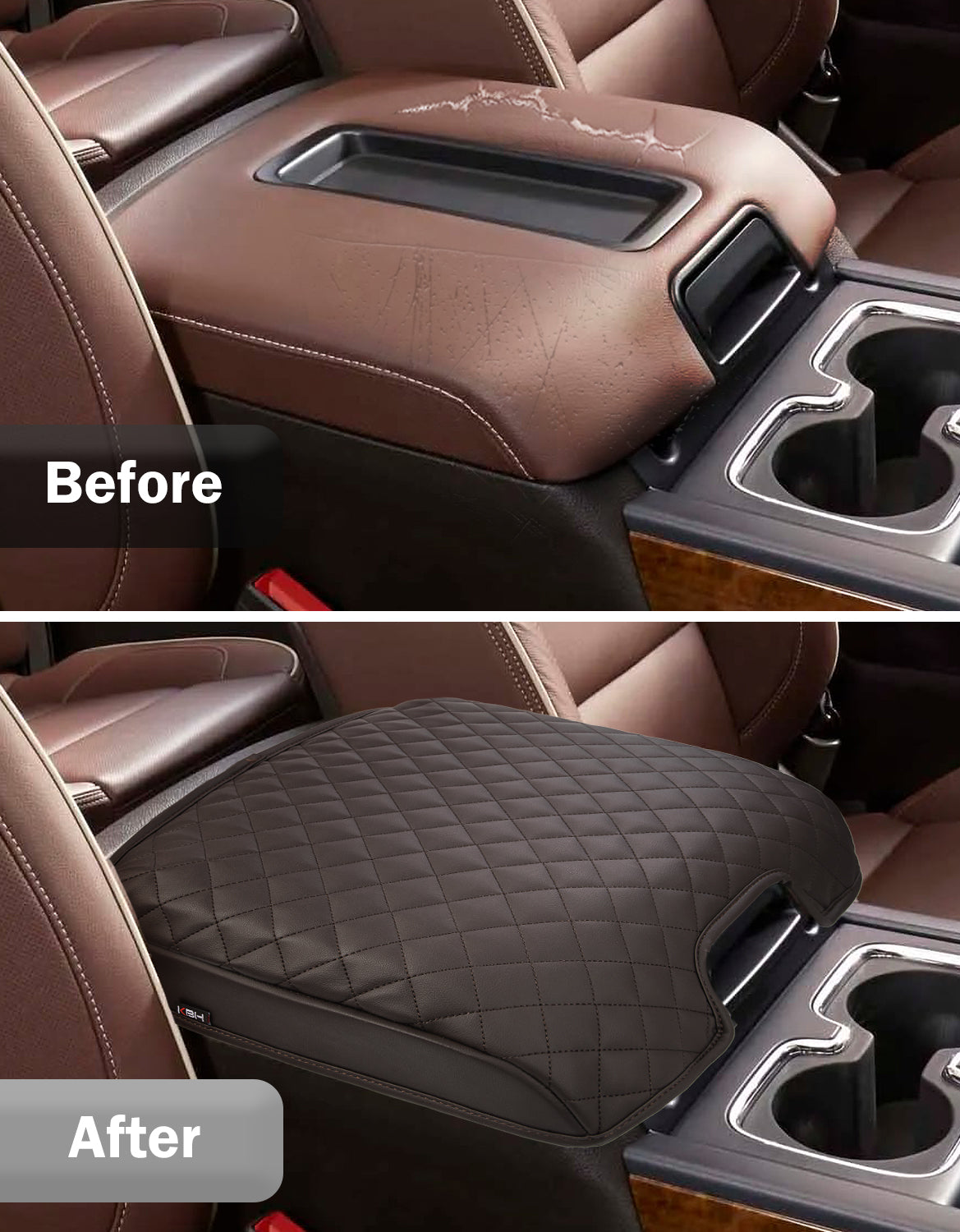 KBH Center Console Armrest Cover for Bucket Seat 2014-2018 Chevy Silverado 1500/2500/3500,2014-2018 GMC Sierra 1500/2500/3500,2015-2020 Tahoe/Yukon/Suburban