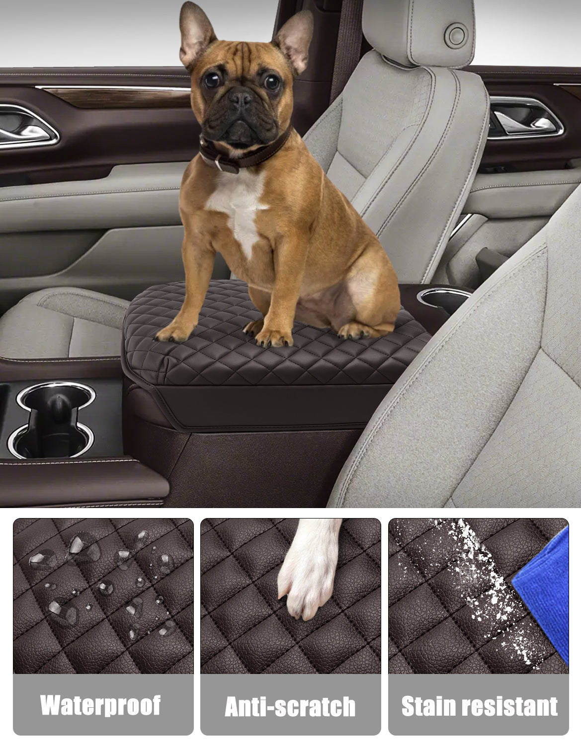 KBH Center Console Armrest Cover Pad for Bucket Seat 2019-2025 Chevy Silverado 1500 2500 3500,2019-2025 GMC Sierra 1500 2500 3500,2021-2025 Tahoe/Suburban/Yukon