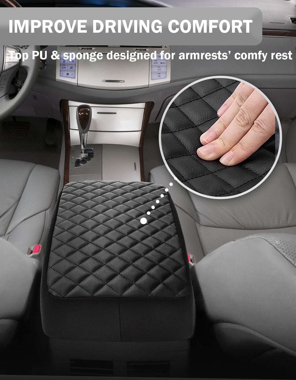 KBH Center Console Armrest Covering Pad Cushion Protector for Toyota Avalon 2005-2012
