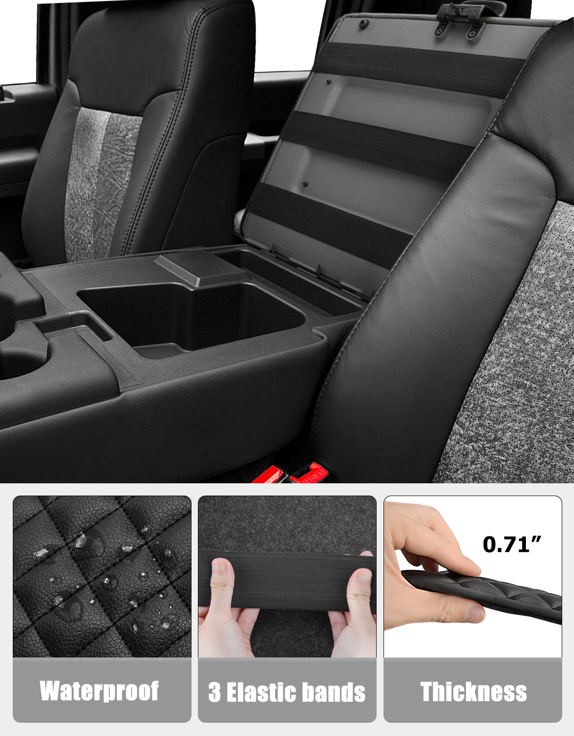 KBH Center Console Armrest Cover Pad for Jump Seat 2011-2016 Ford F250 F350 F450 Super Duty