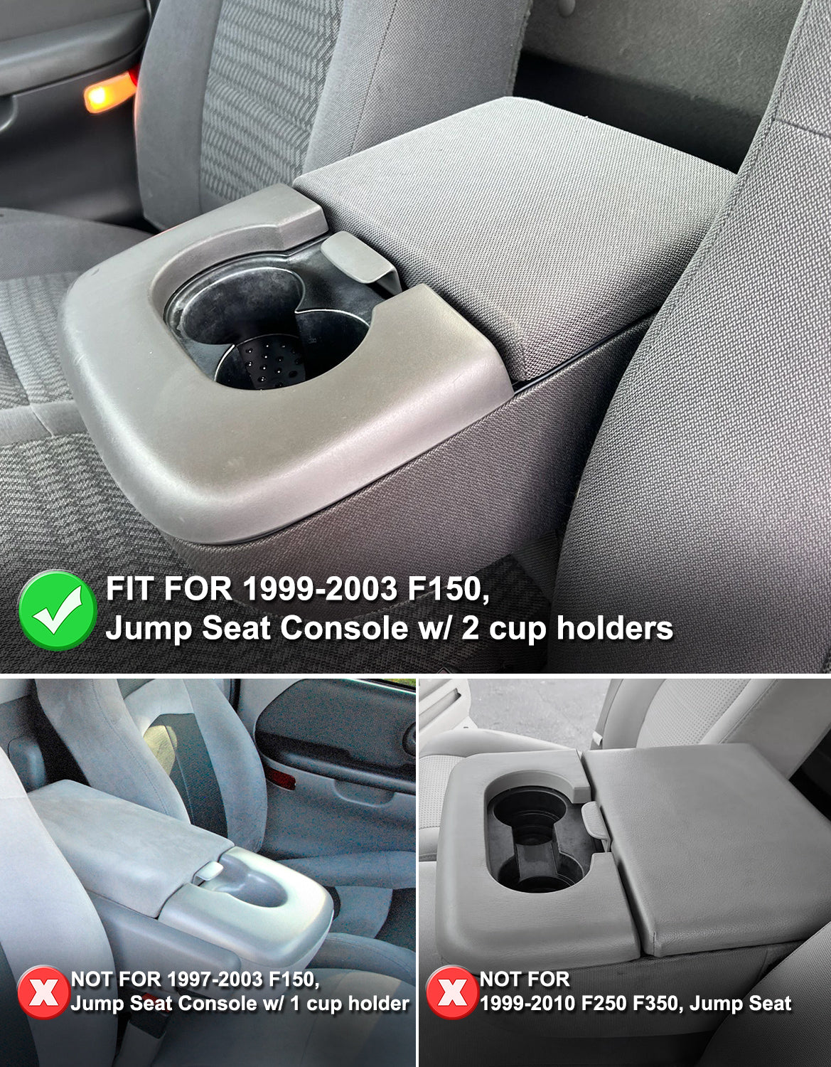 KBH Center Console Armrest Cover Pad for Jump Seat 1999-2003 Ford F150