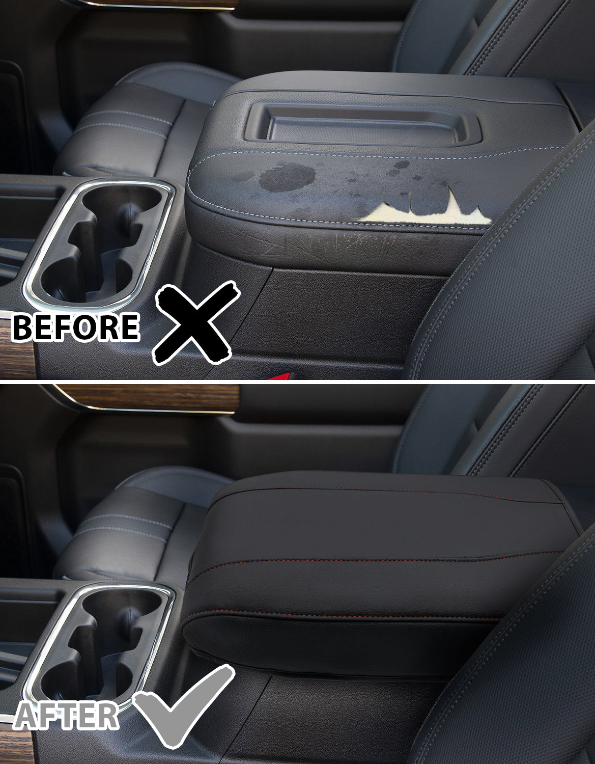 KBH Center Console Armrest Cover for Bucket Seat 2019-2025 Chevy Silverado 1500 2500 3500,2019-2025 GMC Sierra 1500 2500 3500,2021-2025 Tahoe/Suburban/Yukon