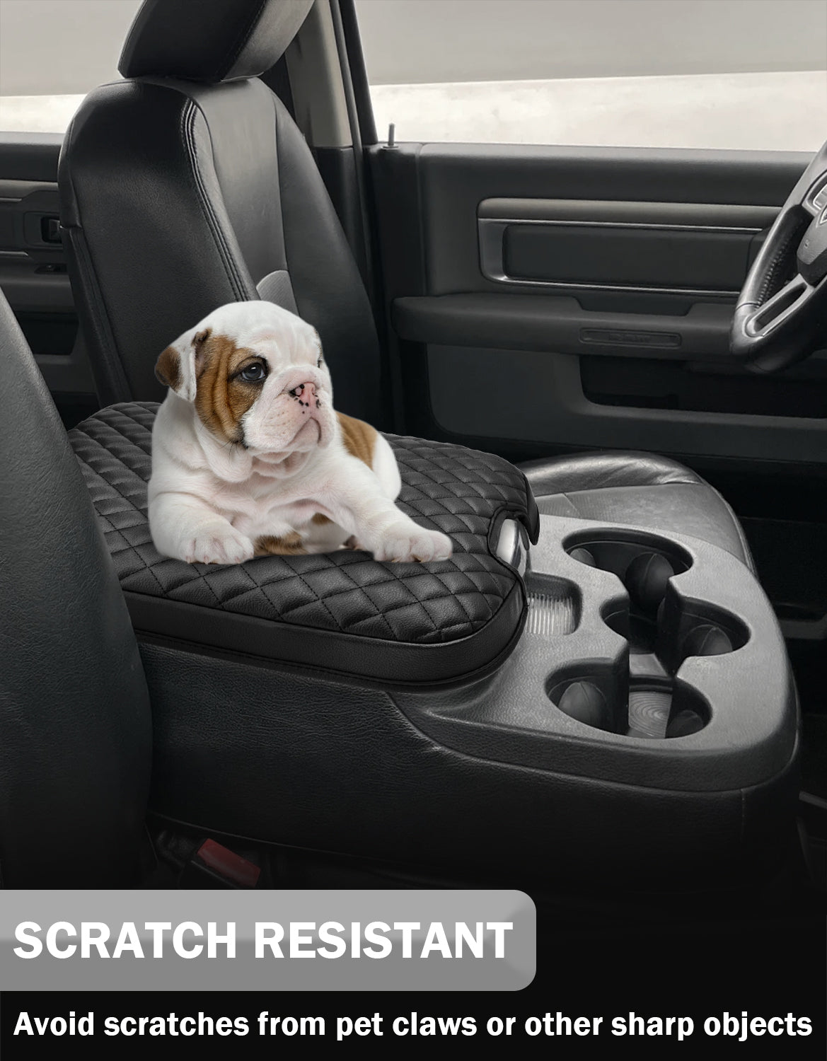 KBH Center Console Armrest Cover Pad for Jump Seat 2013-2018 Dodge Ram 1500,2013-2025 Dodge Ram 2500/3500/1500Classic
