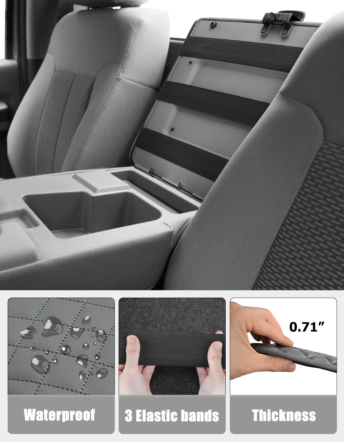 KBH Center Console Armrest Cover Pad for Jump Seat 2011-2016 Ford F250 F350 F450 Super Duty