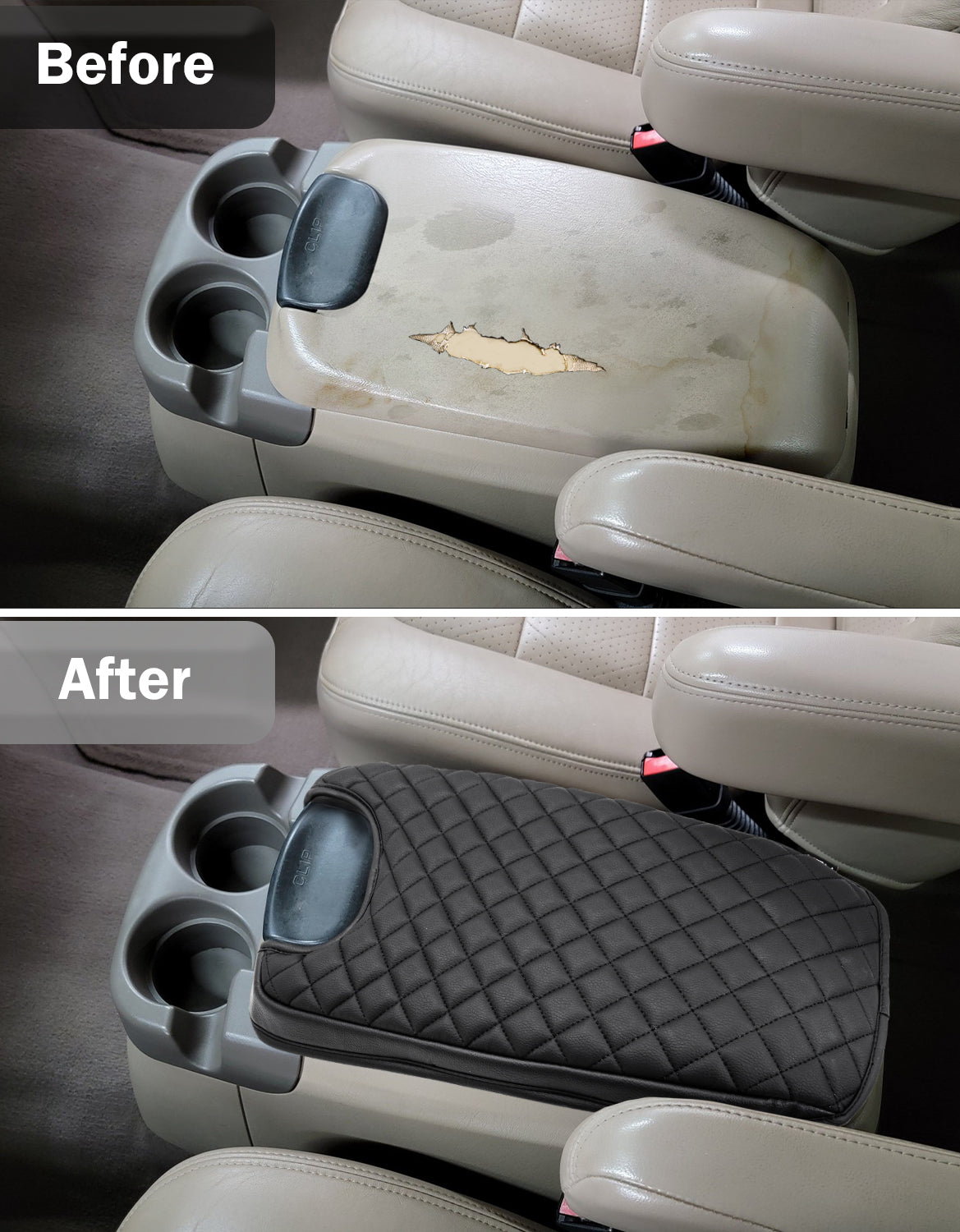 KBH Center Console Armrest Cover for Bucket Seat 1999-2007 Ford F250 F350 F450 F550 Super Duty,2000-2008 Ford F650 Super Duty,1999-2007 Ford Excursion