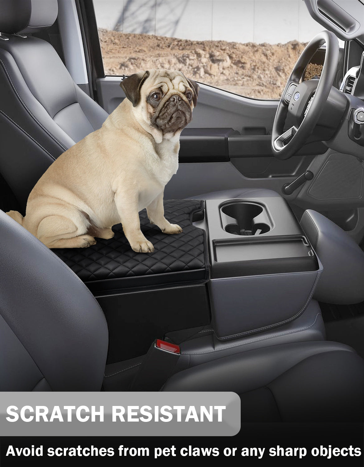 KBH Center Console Armrest Cover Pad for Jump Seat 2015-2025 Ford F150, 2017-2025 Ford F250 F350 F450 F550 Super Duty