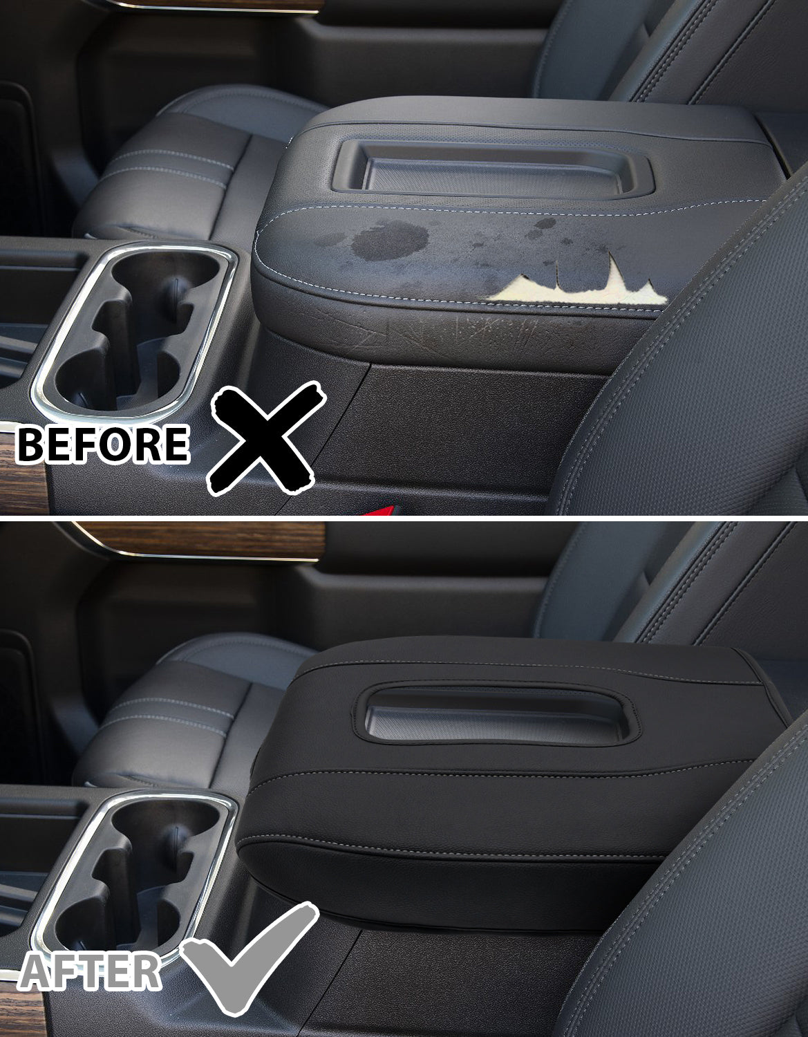 KBH Center Console Cushion Cover for Bucket Seat 2019-2026 GMC Sierra 1500 2500 3500,2019-2026 Chevy Silverado 1500 2500 3500, 2021-2026 Tahoe/Suburban/Yukon