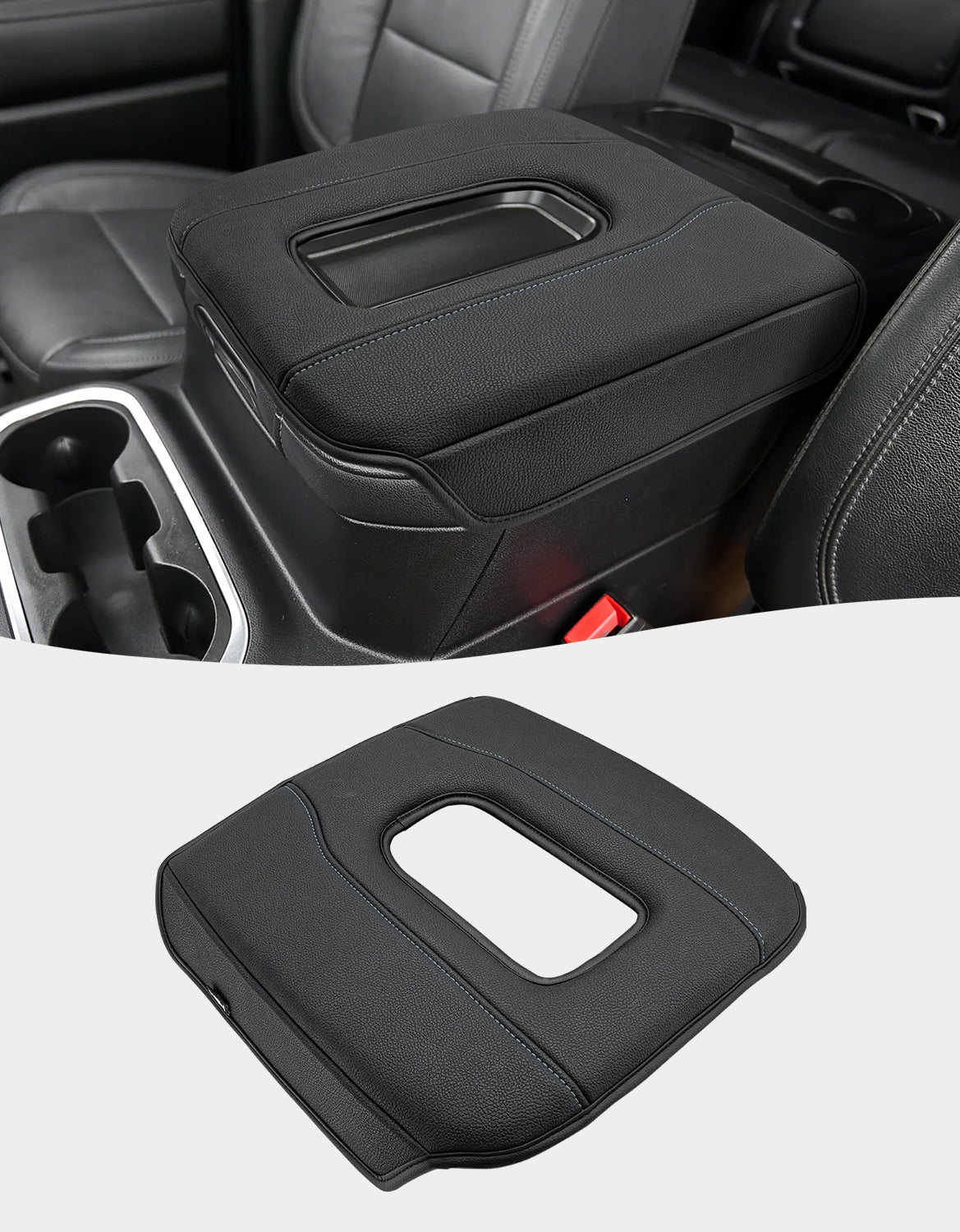 KBH Center Console Cushion Cover for Bucket Seat 2019-2025 GMC Sierra 1500 2500 3500,2019-2025 Chevy Silverado 1500 2500 3500, 2021-2025 Tahoe/Suburban/Yukon
