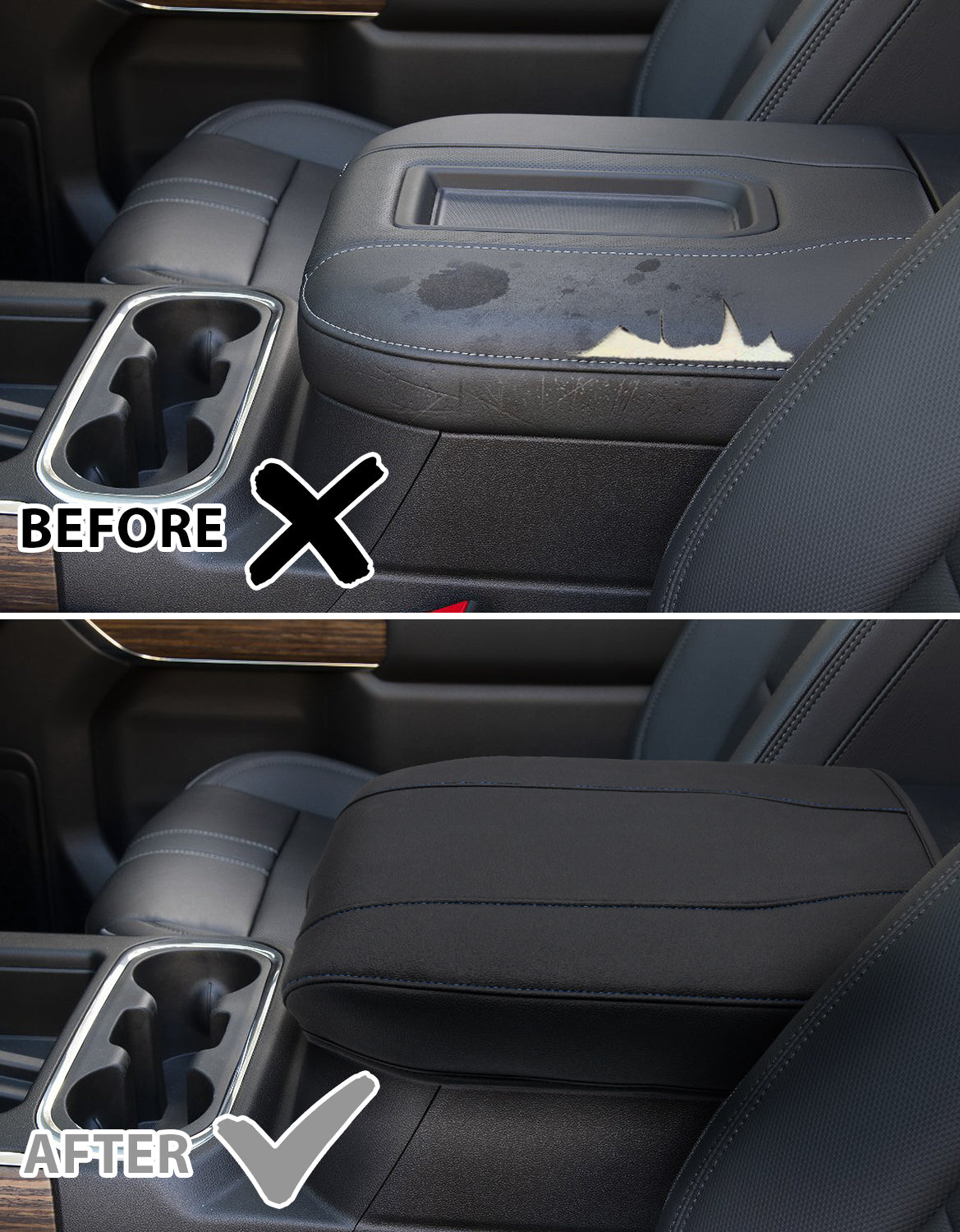 KBH Center Console Armrest Cover for Bucket Seat 2019-2025 Chevy Silverado 1500 2500 3500,2019-2025 GMC Sierra 1500 2500 3500,2021-2025 Tahoe/Suburban/Yukon