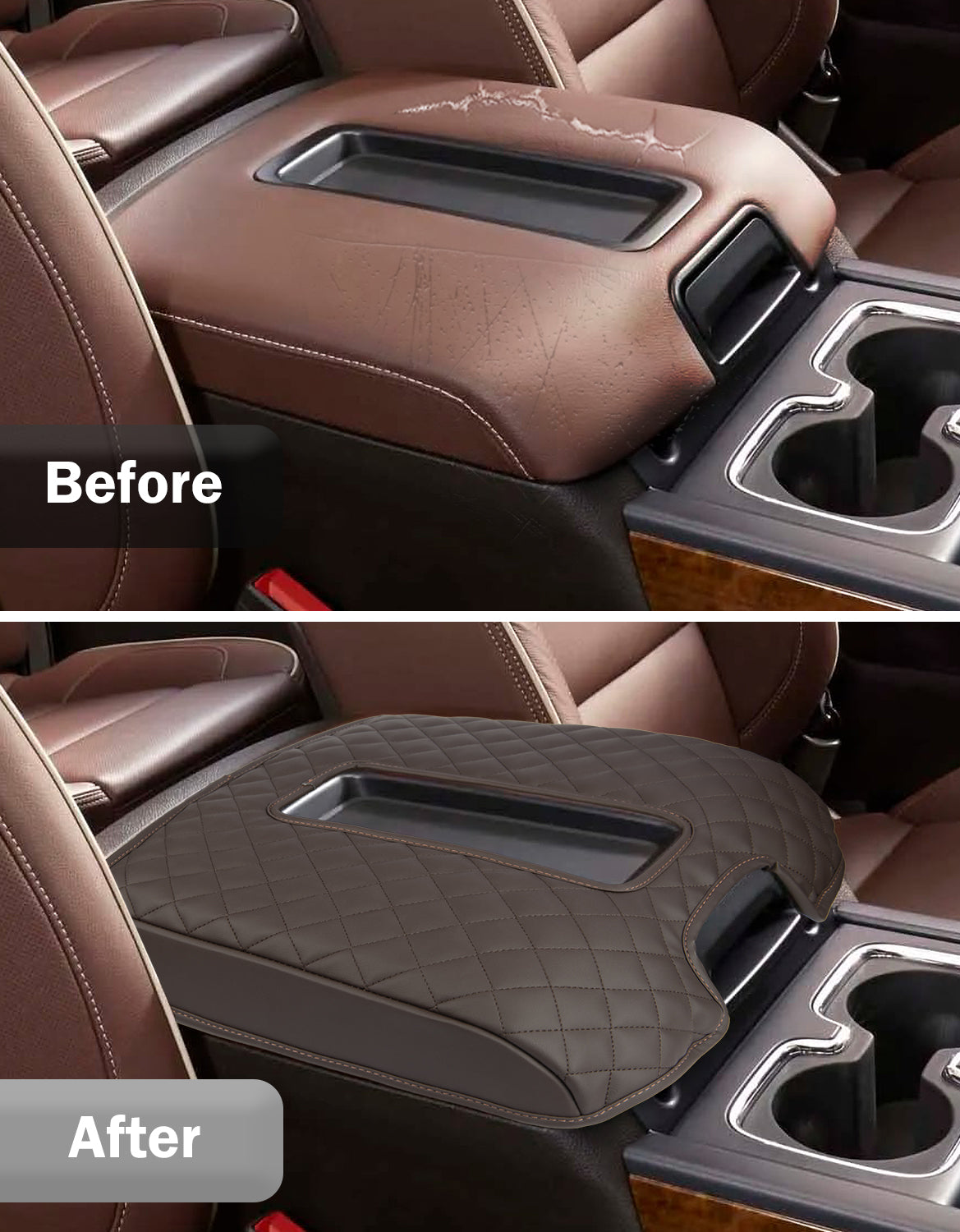KBH Center Console Armrest Cover Pad for Bucket Seat 2014-2018 Chevy Silverado 1500 2500 3500,2014-2018 GMC Sierra 1500 2500 3500,2015-2020 Tahoe/Yukon/Suburban