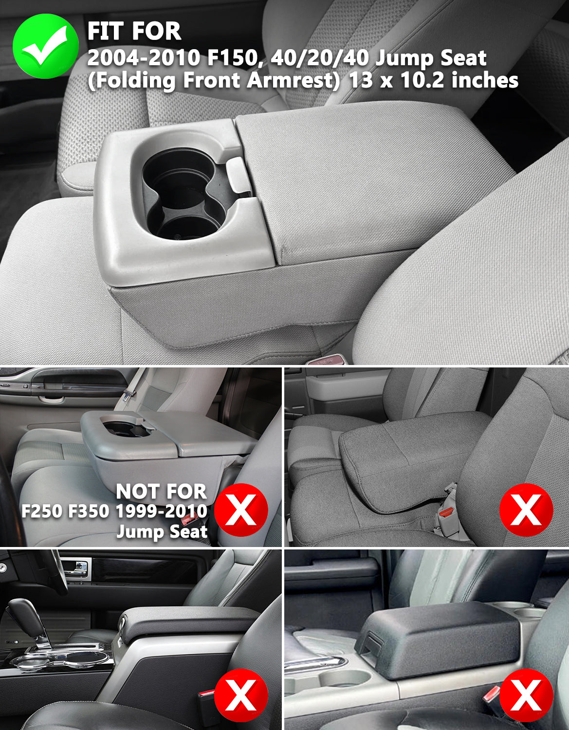 KBH Center Console Armrest Cover Pad for Jump Seat 2004-2010 Ford F150