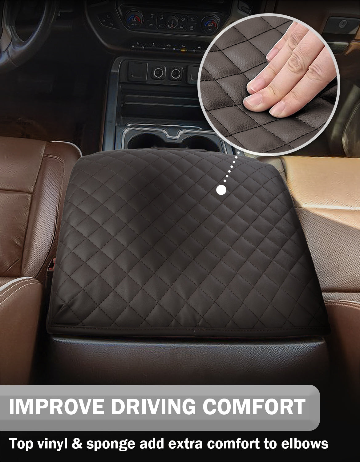 KBH Center Console Armrest Cover for Bucket Seat 2014-2018 Chevy Silverado 1500/2500/3500,2014-2018 GMC Sierra 1500/2500/3500,2015-2020 Tahoe/Yukon/Suburban