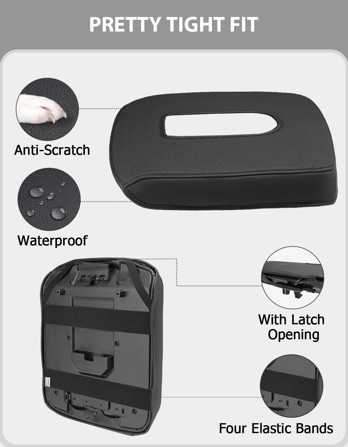 KBH Center Console Armrest Cover For Jump Seat 2019-2025 Chevy Silverado 1500 2500 3500,2019-2025 GMC Sierra 1500 2500 3500