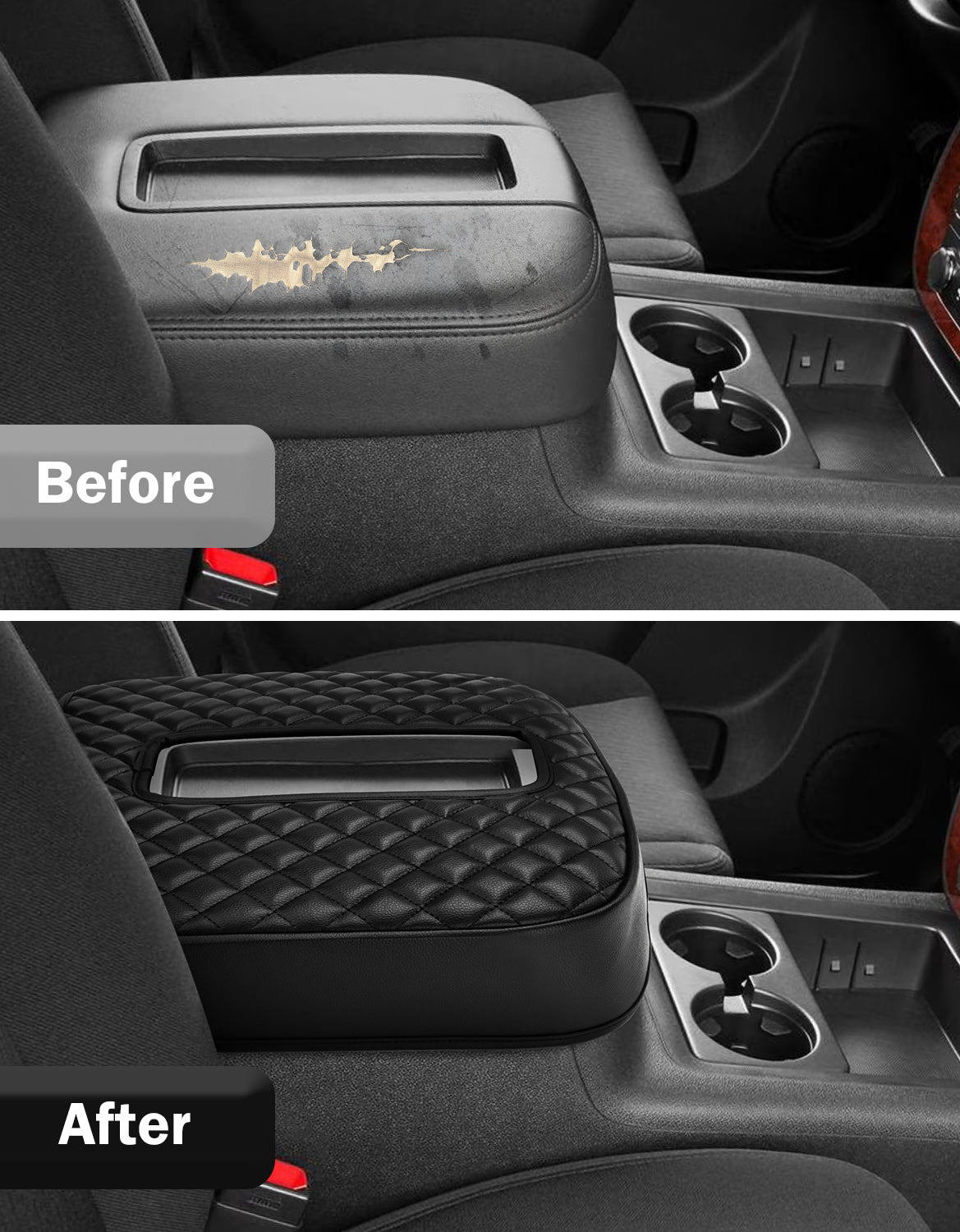 KBH Center Console Armrest Cover for Bucket Seat 2007-2014 Chevy Silverado 1500 2500 3500,2007-2014 Chevy Avalanche & Suburban & Tahoe,2007-2014 GMC Sierra 1500 2500 3500,2007-2014 GMC Yukon