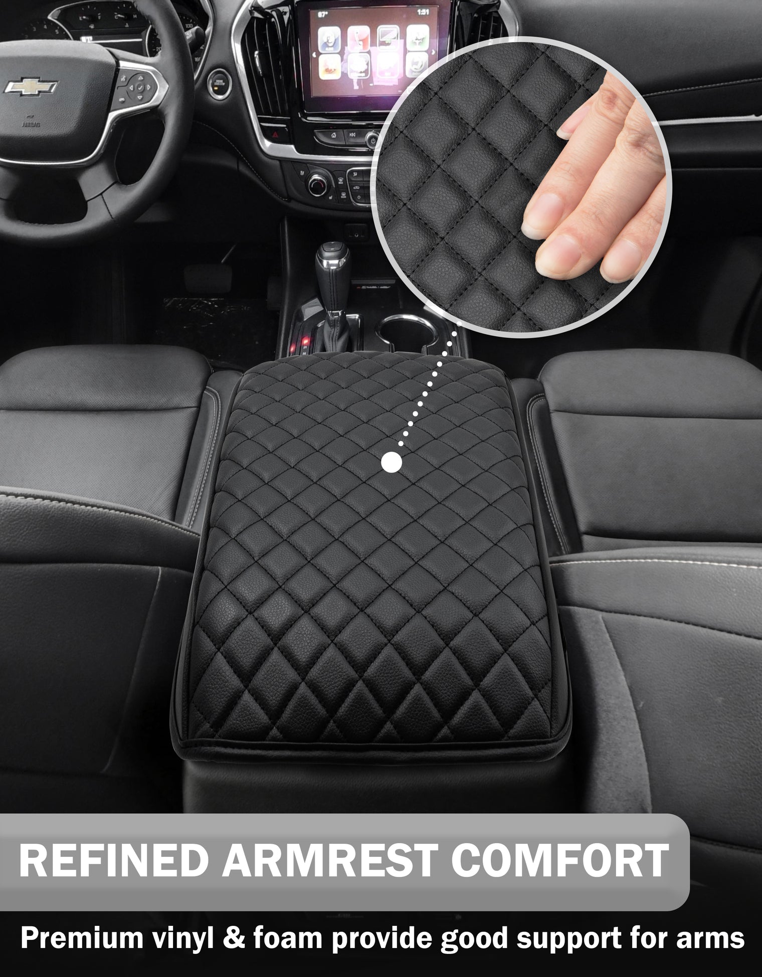 KBH Center Console Armrest Cover for Chevy Traverse 2018-2023