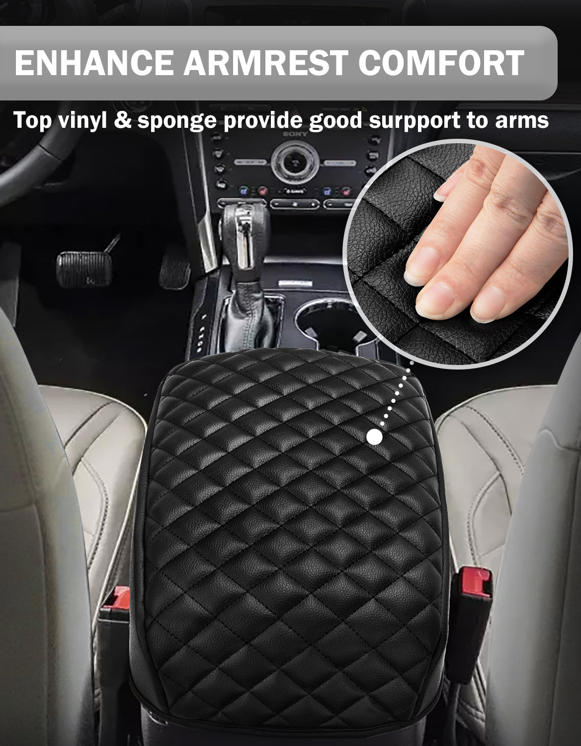KBH Center Console Armrest Cover Pad Protector for 2011-2019 Ford Explorer