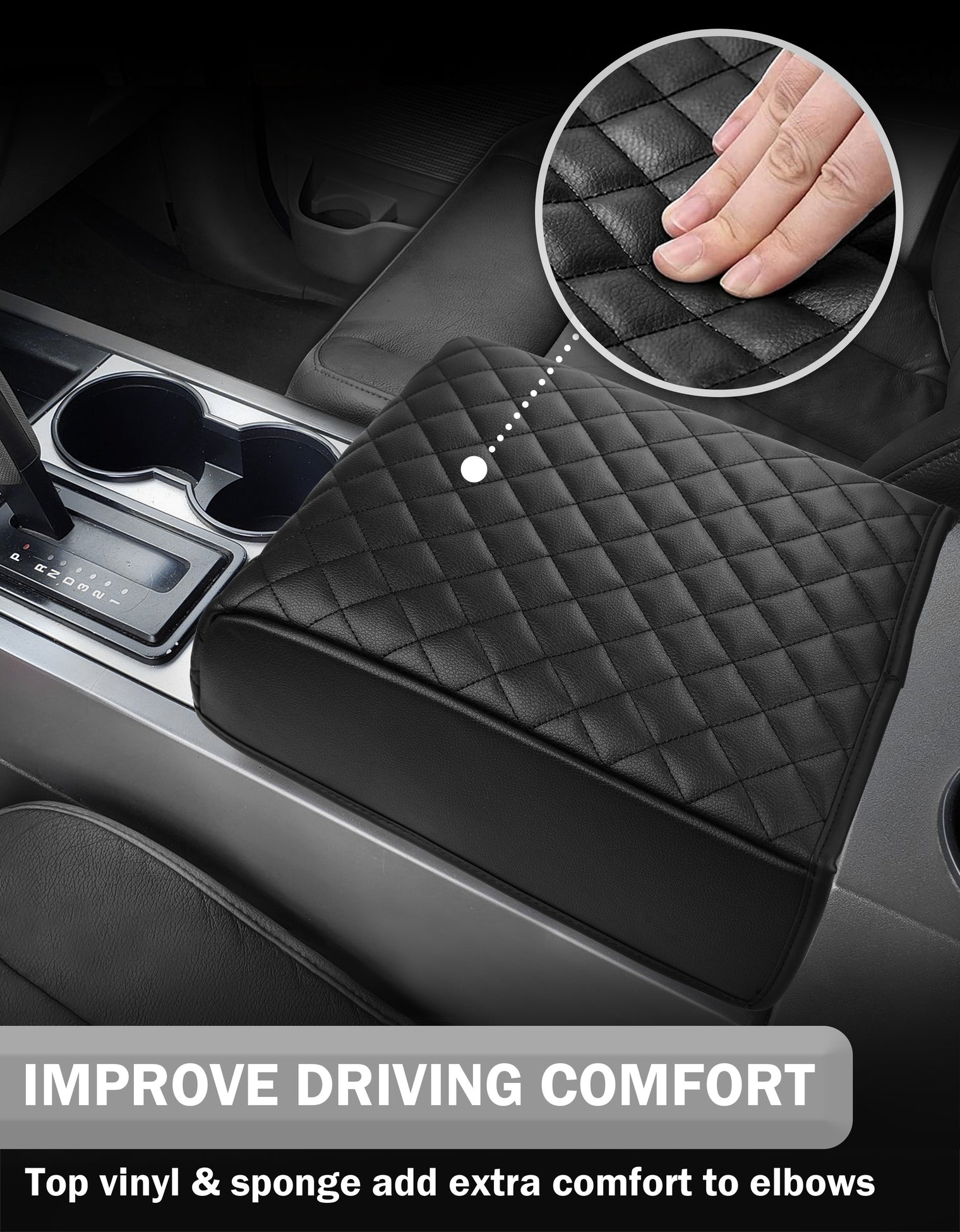 KBH Center Console Armrest Cover Pad for Bucket Seat 2004-2014 Ford F150 XL XLT STX, 2007-2017 Ford Expedition, 2006-2008 Lincoln Mark LT