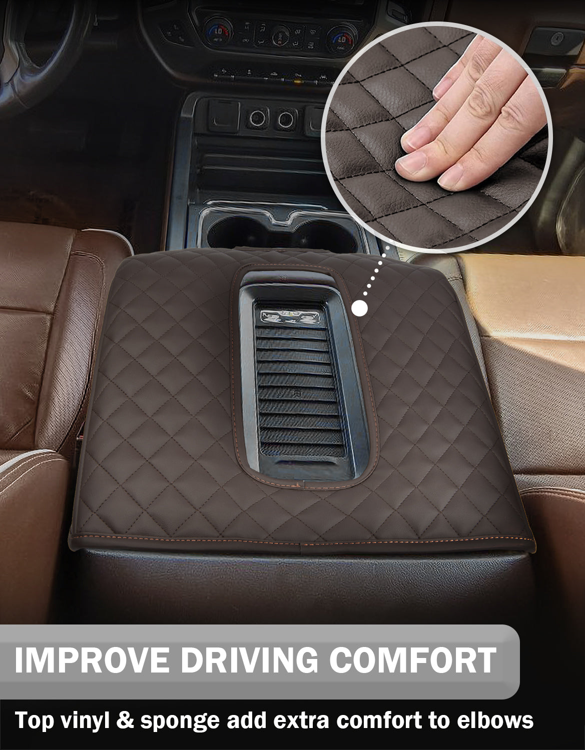 KBH Center Console Armrest Cover Pad for Bucket Seat 2014-2018 Chevy Silverado 1500 2500 3500,2014-2018 GMC Sierra 1500 2500 3500,2015-2020 Tahoe/Yukon/Suburban