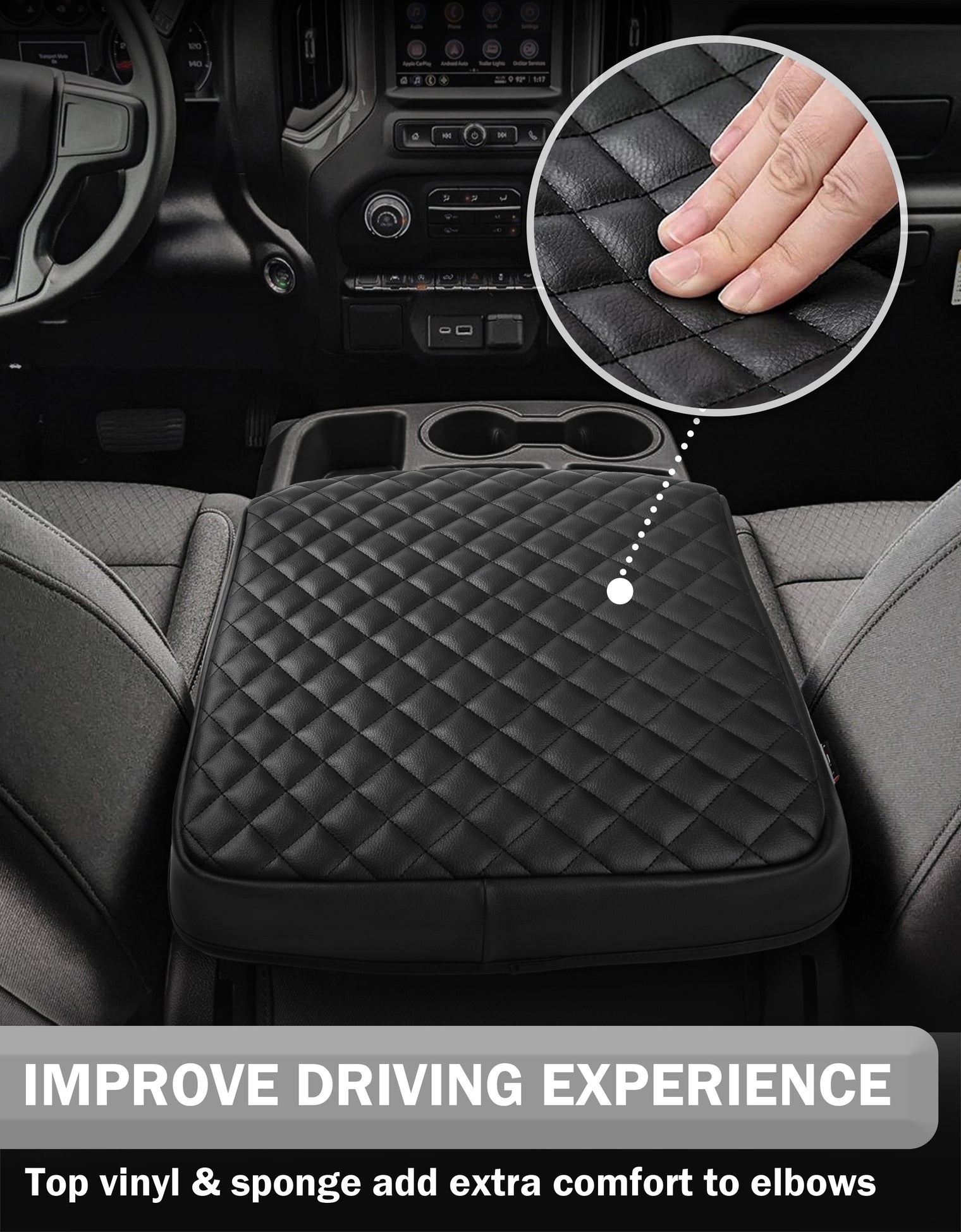 KBH Center Console Armrest Cover Pad For Jump Seat 2019-2025 Chevy Silverado 1500 2500 3500,2019-2025 GMC Sierra 1500 2500 3500