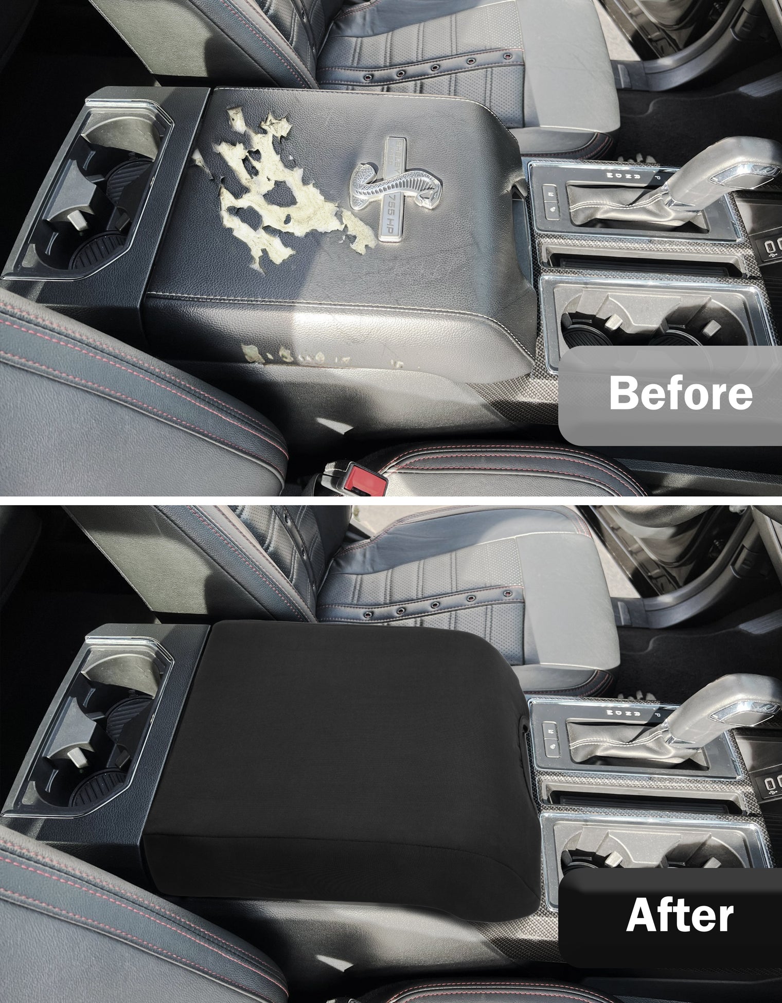 KBH Center Console Armrest Cover for Bucket Seat 2015-2020 Ford F150, 2017-2022 Ford F250 F350 F450 F550 Super Duty, 2018-2024 Ford Expedition