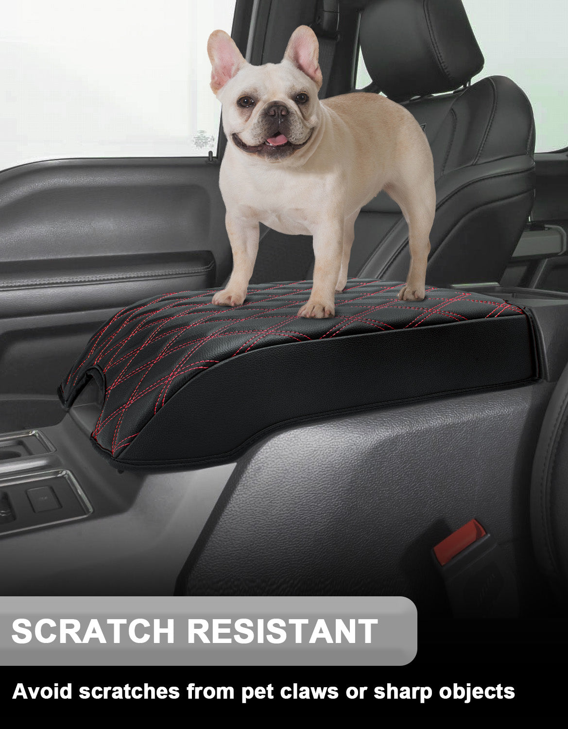 KBH Center Console Armrest Cover Pad for Bucket Seat 2015-2020 Ford F150, 2017-2022 F250 F350 F450 F550 Super Duty, 2018-2024 Ford Expedition