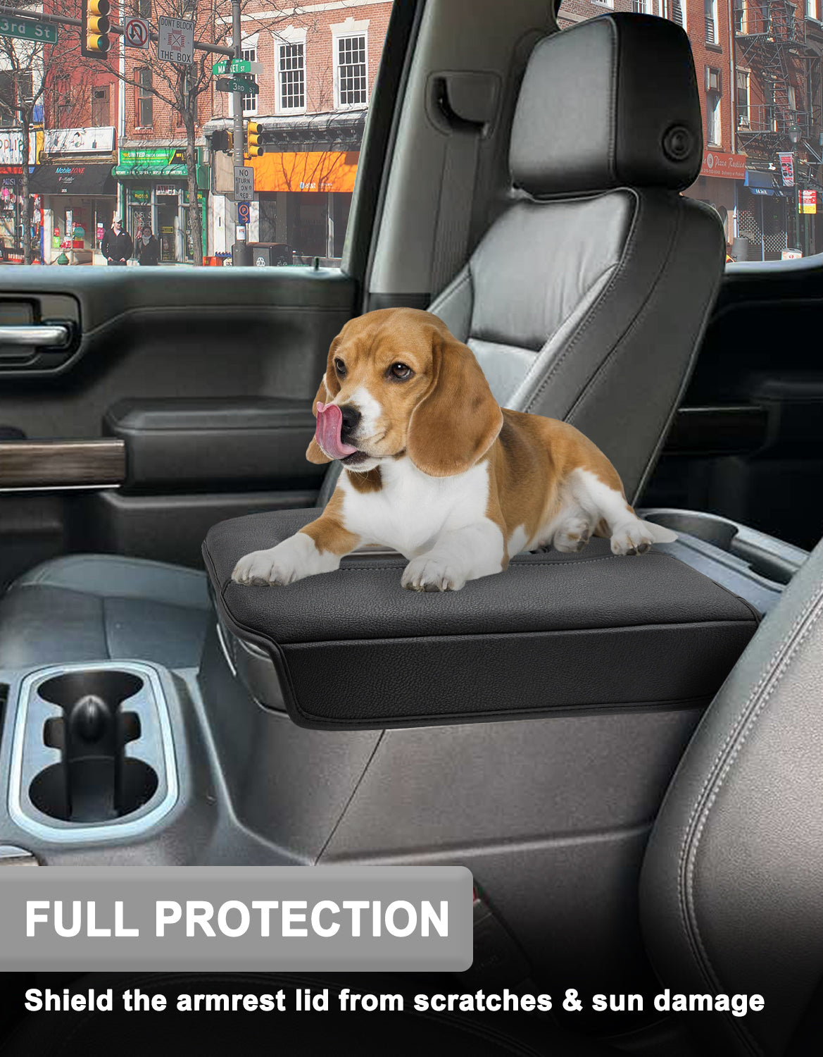 KBH Center Console Cushion Cover for Bucket Seat 2019-2026 GMC Sierra 1500 2500 3500,2019-2026 Chevy Silverado 1500 2500 3500, 2021-2026 Tahoe/Suburban/Yukon