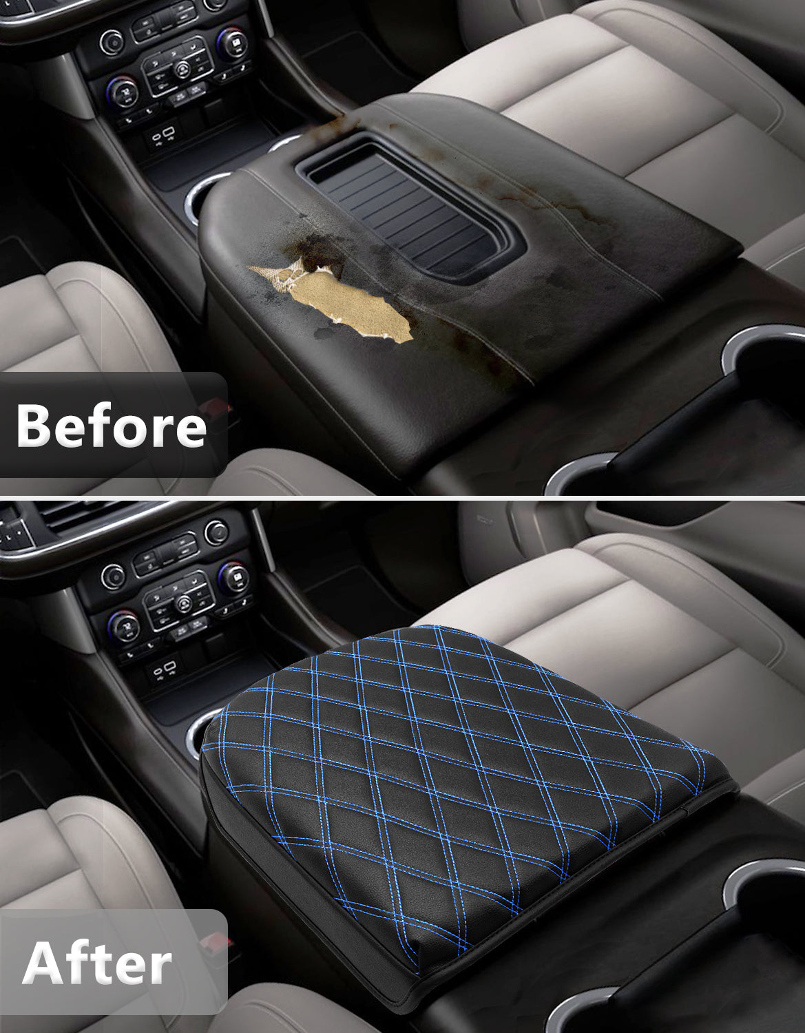 KBH Center Console Armrest Cover Pad for Bucket Seat 2019-2026 Chevy Silverado 1500 2500 3500,2019-2026 GMC Sierra 1500 2500 3500,2021-2026 Tahoe/Suburban/Yukon