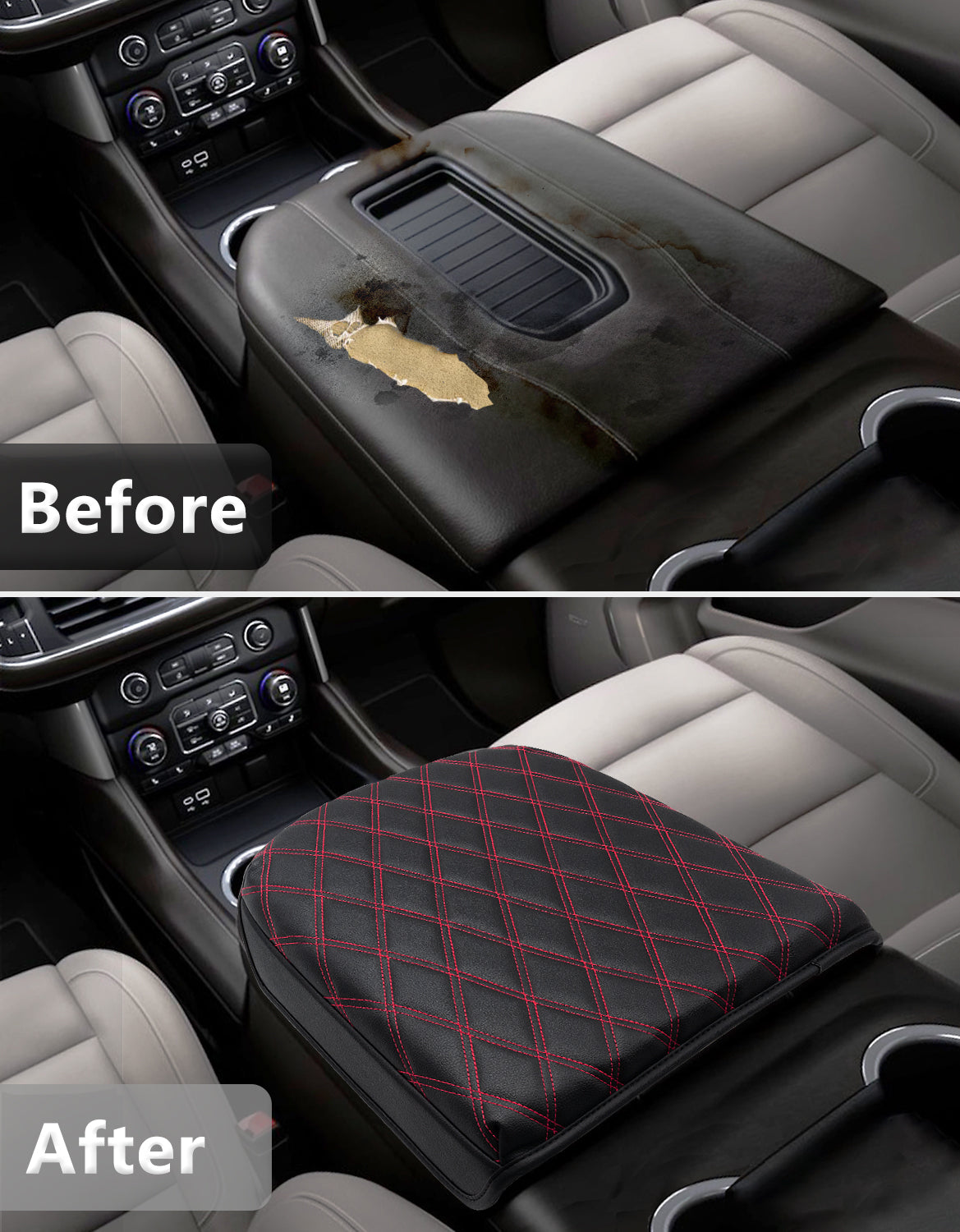 KBH Center Console Armrest Cover Pad for Bucket Seat 2019-2026 Chevy Silverado 1500 2500 3500,2019-2026 GMC Sierra 1500 2500 3500,2021-2026 Tahoe/Suburban/Yukon