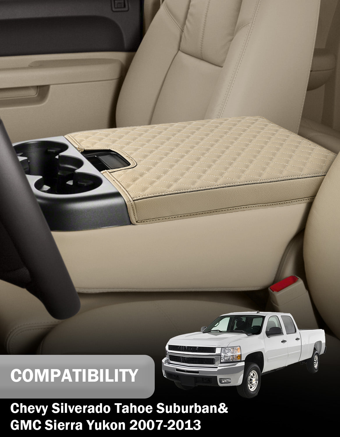 KBH Center Console Armrest Cover for Jump Seat 2007-2013 Chevy Silverado 1500 2500 3500,2007-2013 Chevy Tahoe & Suburban,2007-2013 GMC Sierra 1500 2500 3500,2007-2013 GMC Yukon