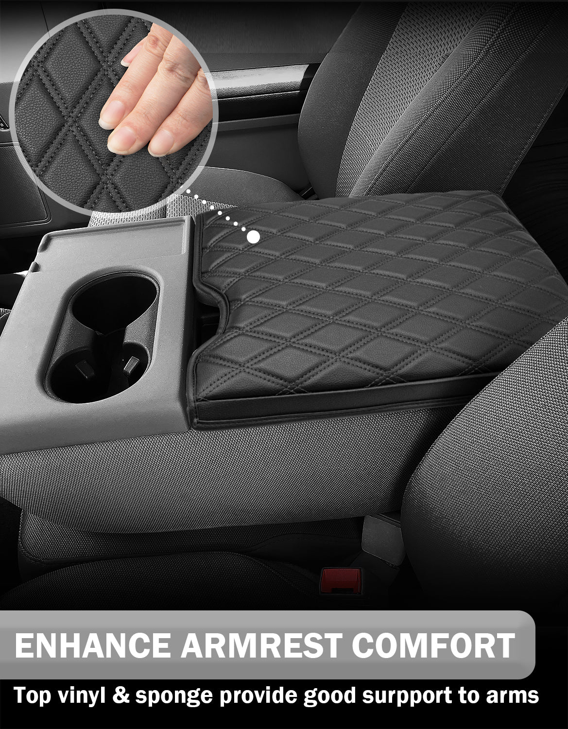 KBH Center Console Armrest Cover Pad for Jump Seat 2015-2025 Ford F150, 2017-2025 Ford F250 F350 F450 F550 Super Duty
