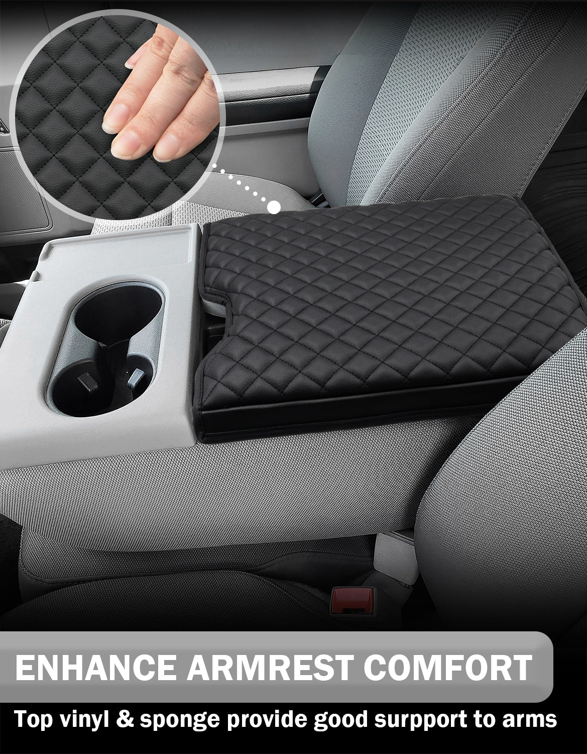 KBH Center Console Armrest Cover Pad for Jump Seat 2015-2025 Ford F150, 2017-2025 Ford F250 F350 F450 F550 Super Duty