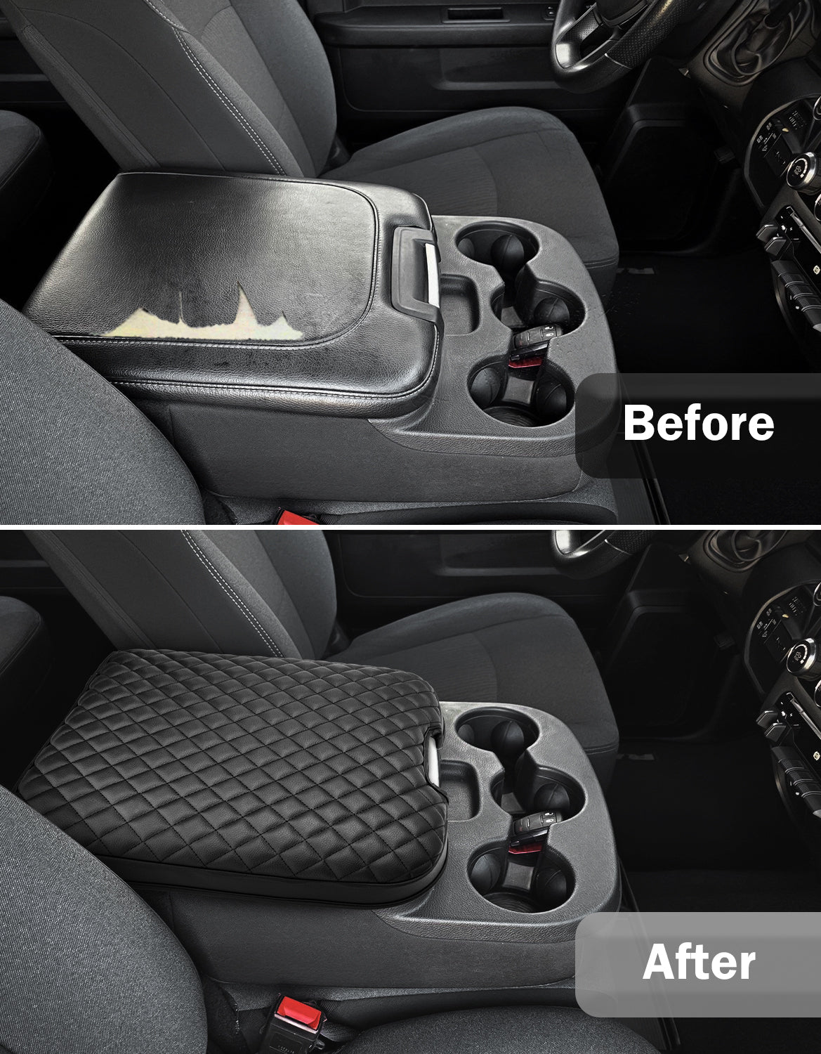 KBH Center Console Armrest Cover Pad for Jump Seat 2013-2018 Dodge Ram 1500,2013-2025 Dodge Ram 2500/3500/1500Classic