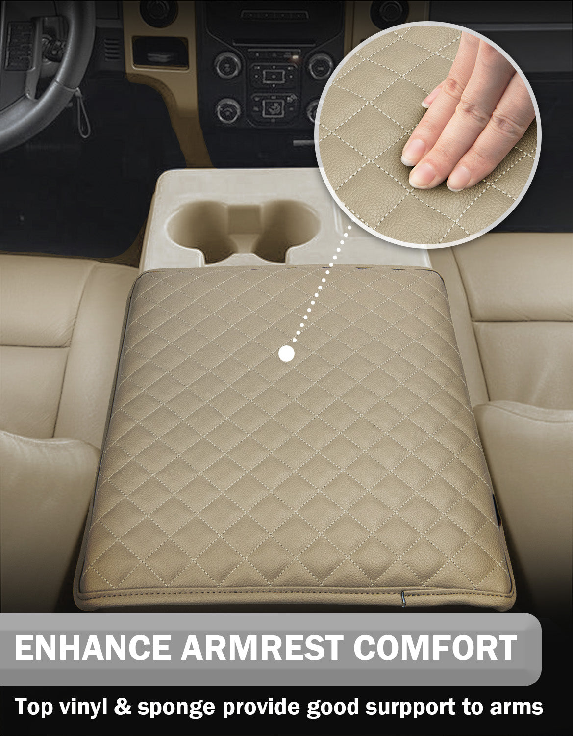 KBH Center Console Armrest Cover Pad for Jump Seat 2011-2014 Ford F150