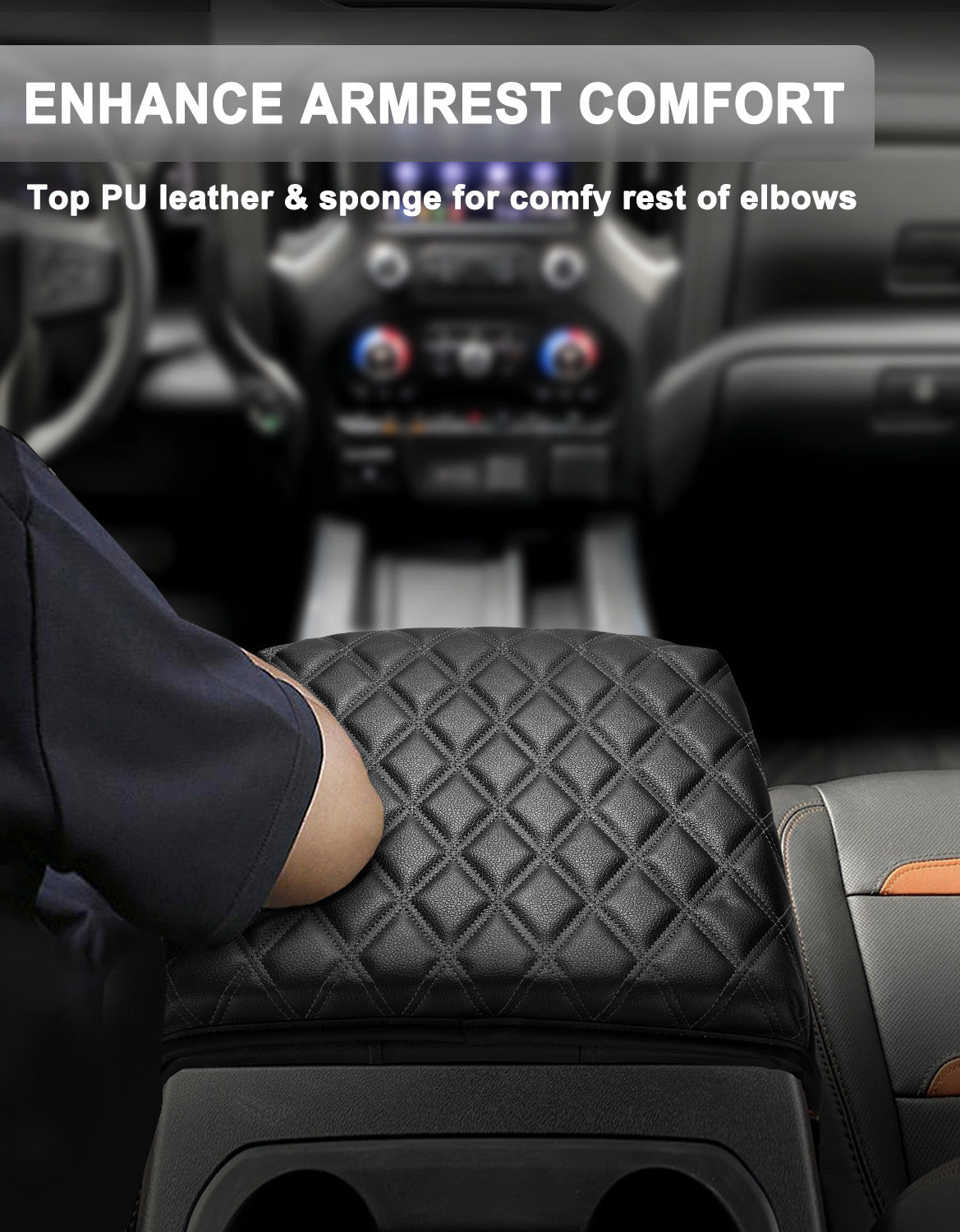 KBH Center Console Armrest Cover Pad for Bucket Seat 2019-2026 Chevy Silverado 1500 2500 3500,2019-2026 GMC Sierra 1500 2500 3500,2021-2026 Tahoe/Suburban/Yukon