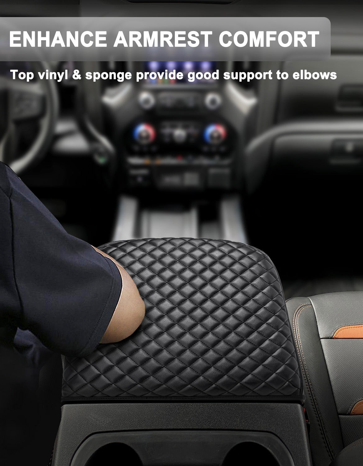 KBH Center Console Armrest Cover Pad for Bucket Seat 2019-2025 Chevy Silverado 1500 2500 3500,2019-2025 GMC Sierra 1500 2500 3500,2021-2025 Tahoe/Suburban/Yukon