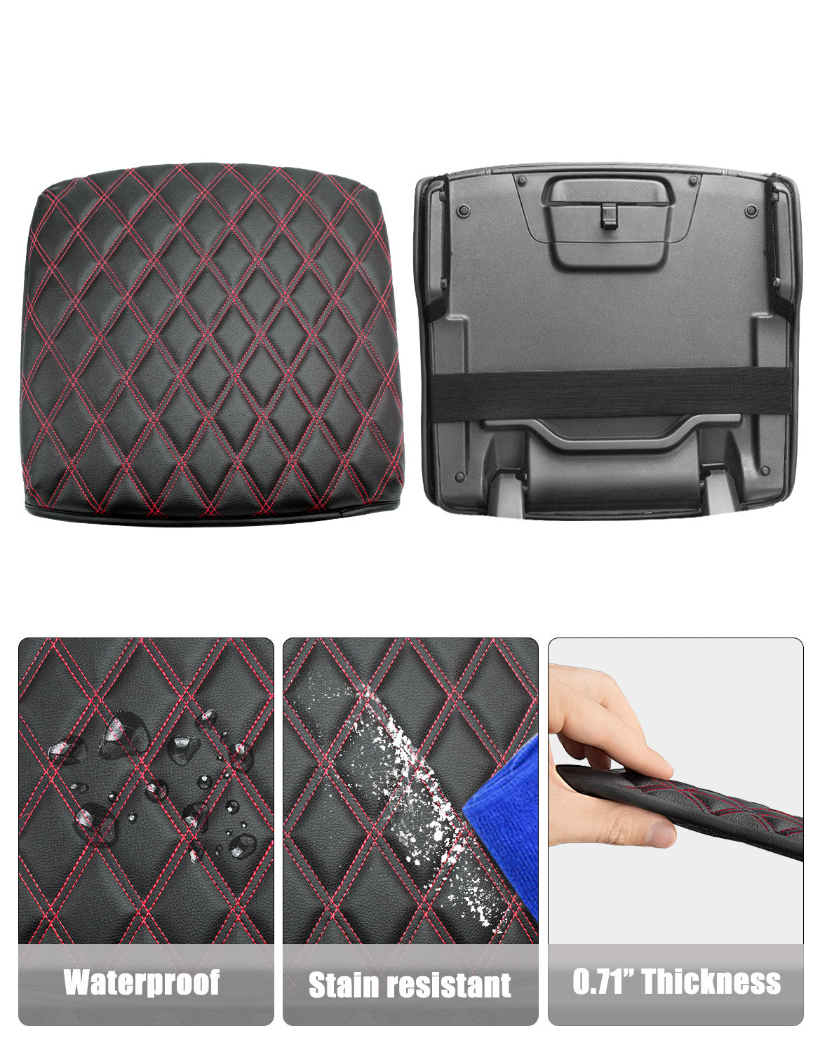 KBH Center Console Armrest Cover Pad Cushion Protector for Bucket Seat 2019-2025 Dodge Ram 1500 2500 3500