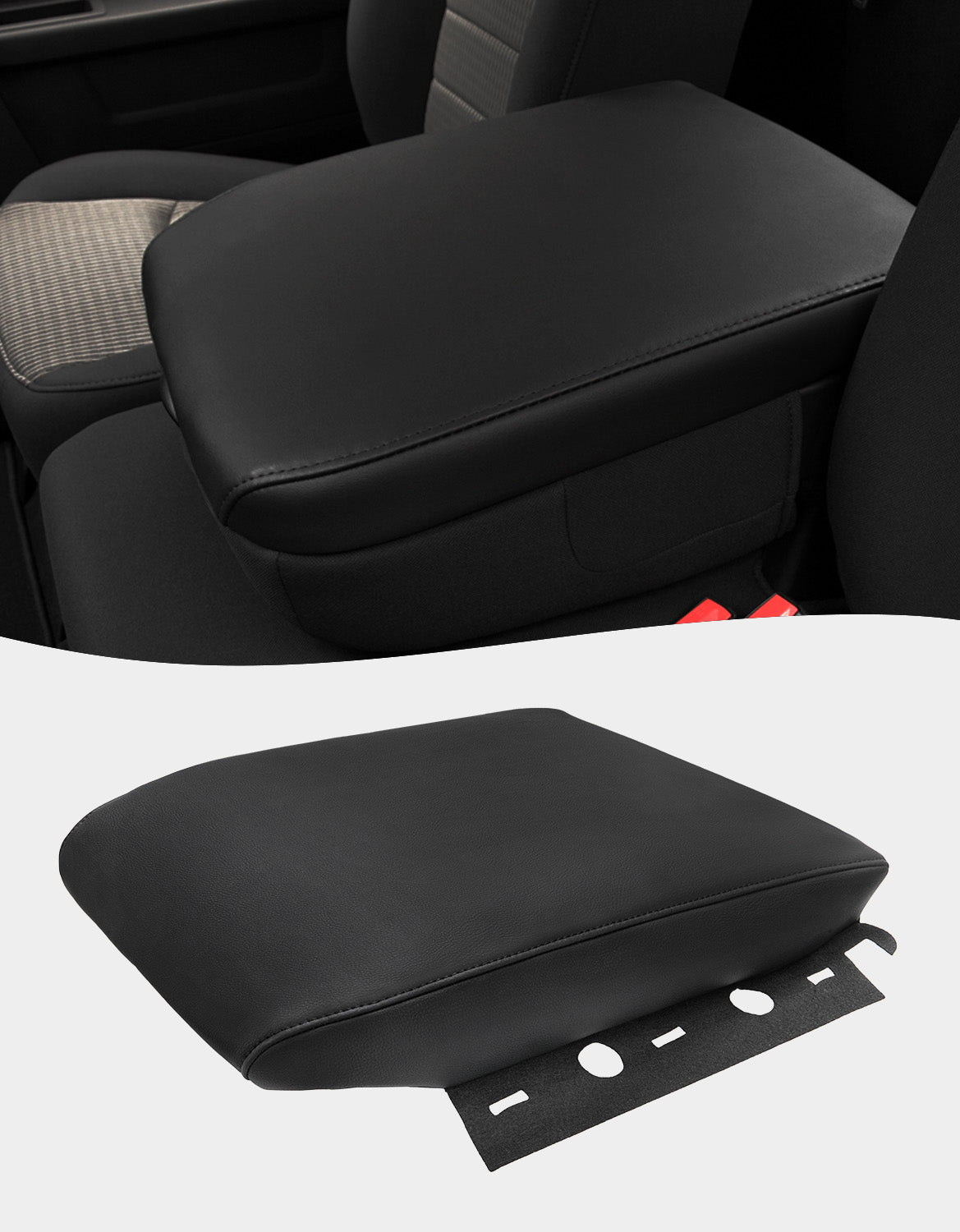 KBH Easy Installation Center Console Armrest Cover for Jump Seat 2009-2012 Dodge Ram 1500 2500 3500
