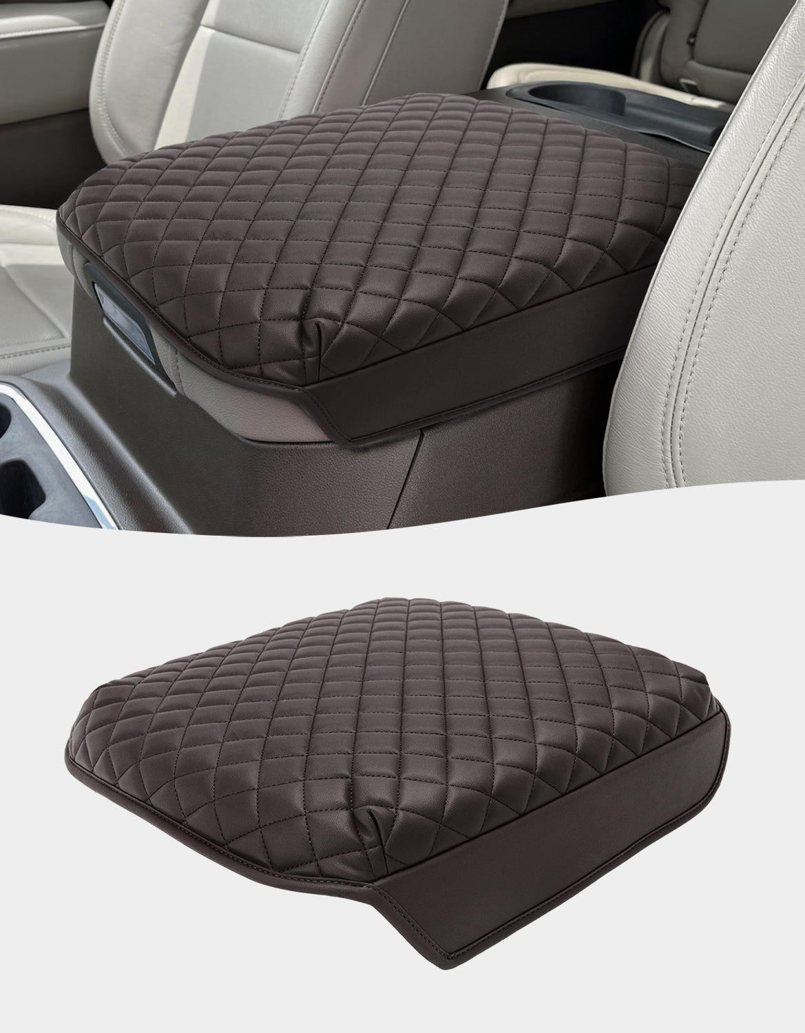 KBH Center Console Armrest Cover Pad for Bucket Seat 2019-2025 Chevy Silverado 1500 2500 3500,2019-2025 GMC Sierra 1500 2500 3500,2021-2025 Tahoe/Suburban/Yukon