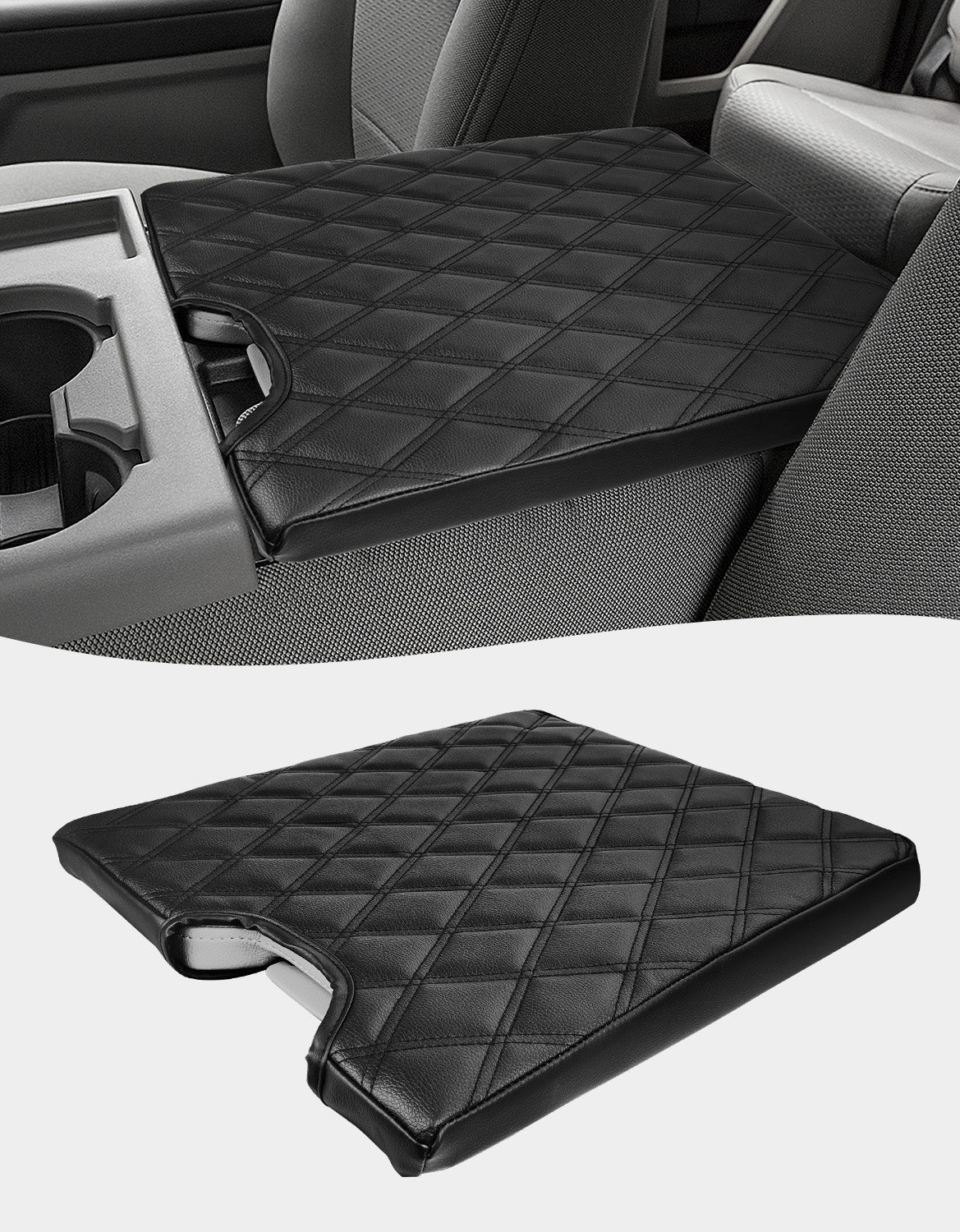 KBH Center Console Armrest PU Leather Cover for Jump Seat 2015-2025 Ford F150 , 2017-2025 Ford F250 F350 F450 F550 Super Duty