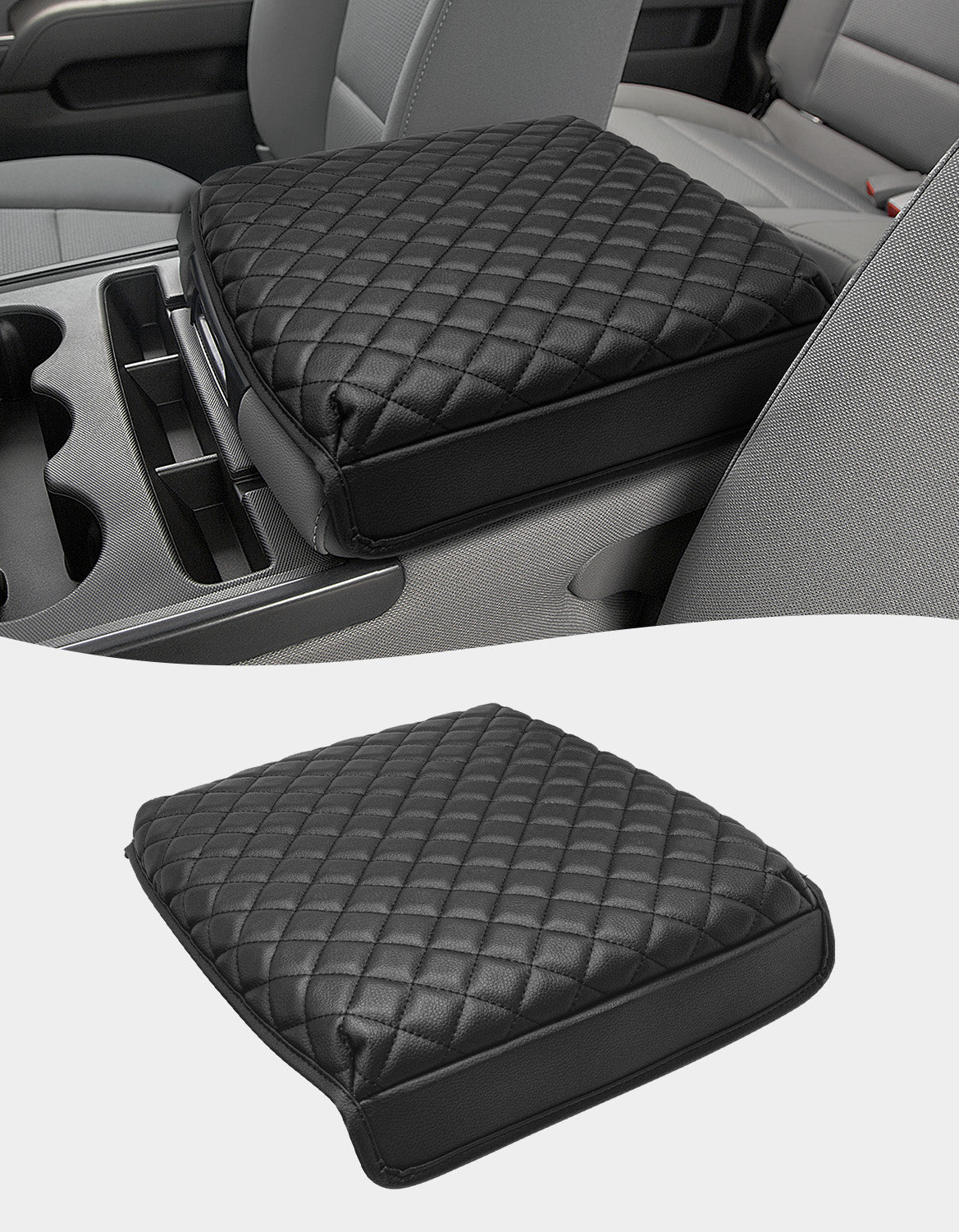 KBH Center Console Armrest Cover Cushion Pad for Jump Seat 2014-2018 Chevy Silverado 1500 2500 3500,2014-2018 GMC Sierra 1500 2500 3500