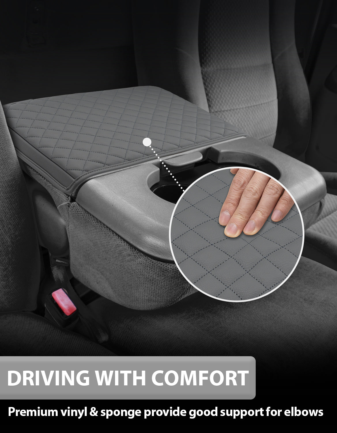 KBH Center Console Armrest Cover Pad for Jump Seat 1999-2010 Ford F250 F350 F450 Super Duty,2001-2005 F550 Super Duty