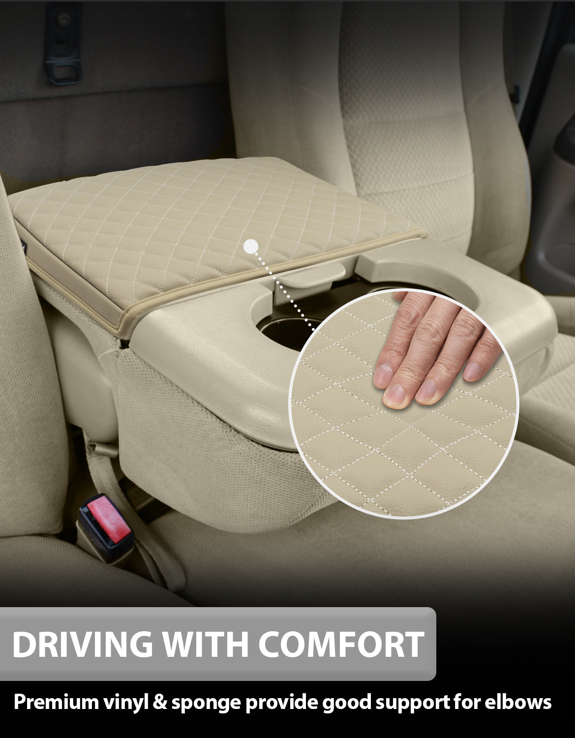 KBH Center Console Armrest Cover Pad for Jump Seat 1999-2010 Ford F250 F350 F450 Super Duty,2001-2005 F550 Super Duty