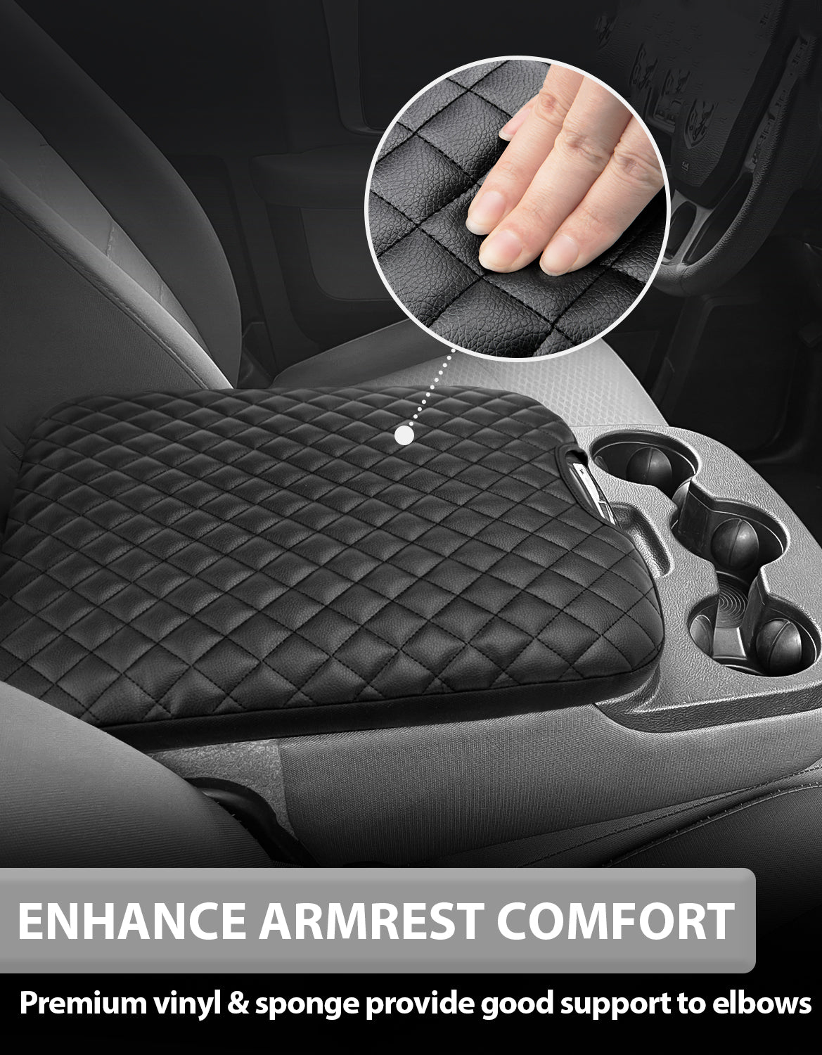 KBH Center Console Armrest Cover Pad for Jump Seat 2013-2018 Dodge Ram 1500,2013-2025 Dodge Ram 2500/3500/1500Classic