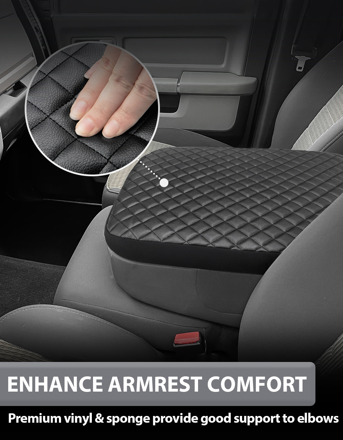 KBH Center Console Armrest Cover Pad for Jump Seat 2002-2012 Dodge Ram 1500 2500 3500