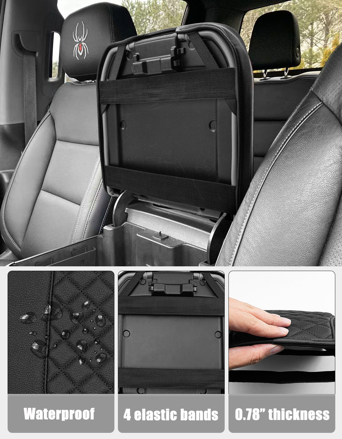 KBH Center Console Cushion Cover for Bucket Seat 2019-2026 GMC Sierra 1500 2500 3500,2019-2026 Chevy Silverado 1500 2500 3500, 2021-2026 Tahoe/Suburban/Yukon