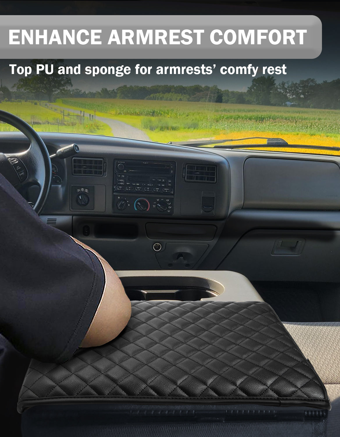 KBH Center Console Armrest Cover Pad for Jump Seat 1999-2010 Ford F250 F350 F450 Super Duty,2001-2005 F550 Super Duty