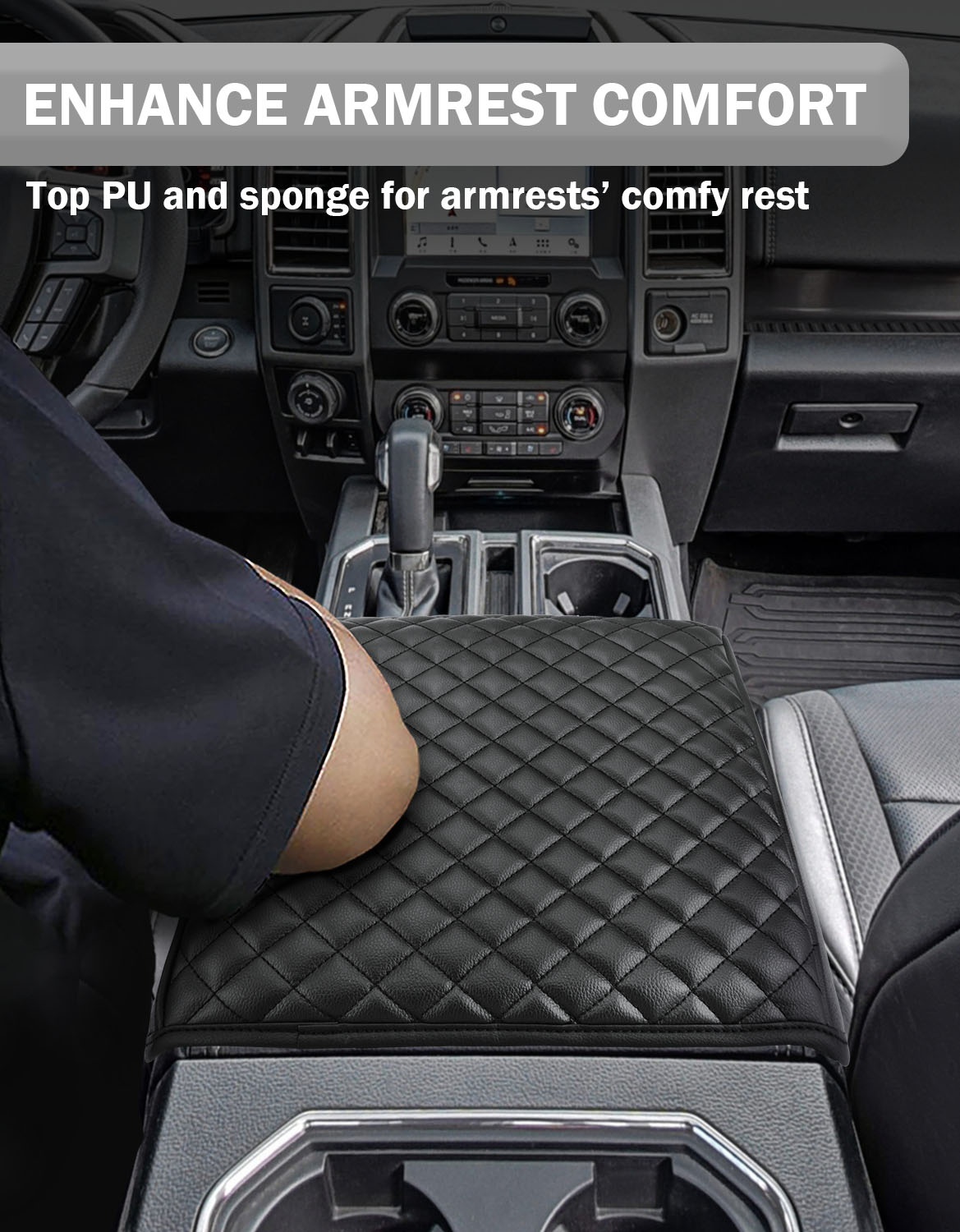 KBH Center Console Armrest Cover Pad for Bucket Seat 2021-2025 Ford F-150
