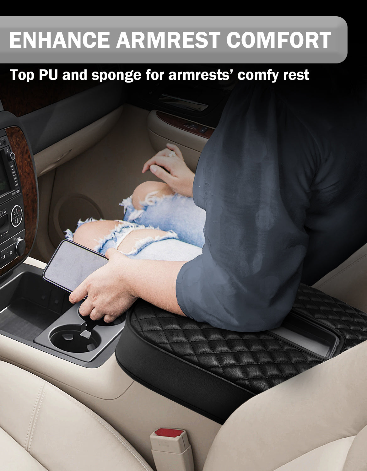 Center Console Armrest Cover for Bucket Seat 2007-2014 Chevy Silverado 1500 2500 3500,2007-2014 Chevy Avalanche & Suburban & Tahoe,2007-2014 GMC Sierra 1500 2500 3500,2007-2014 GMC Yukon