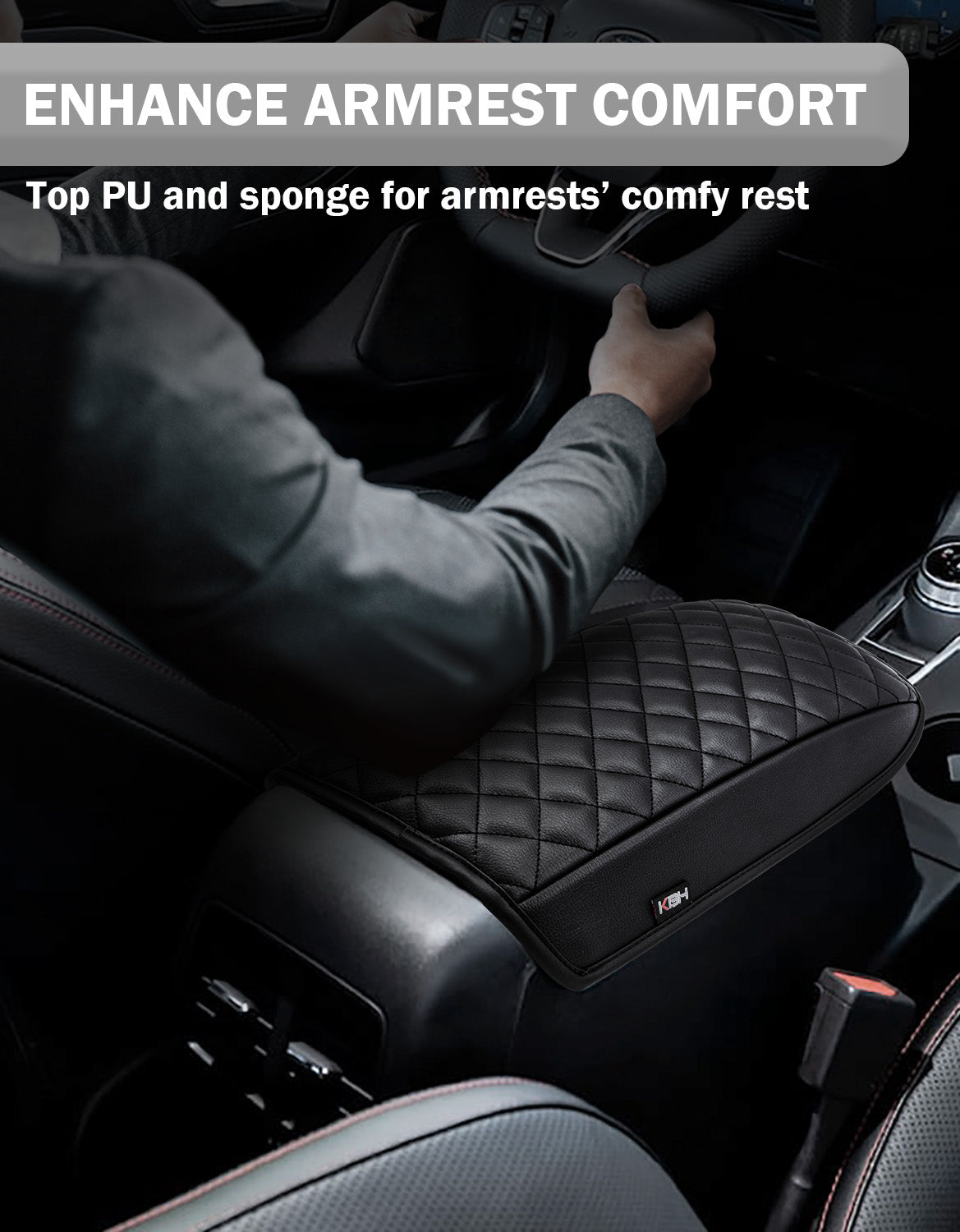 KBH Center Console Armrest Cover Pad Cushion Protector for 2020-2026 Ford Escape,2021-2026 Ford Bronco Sport CX430