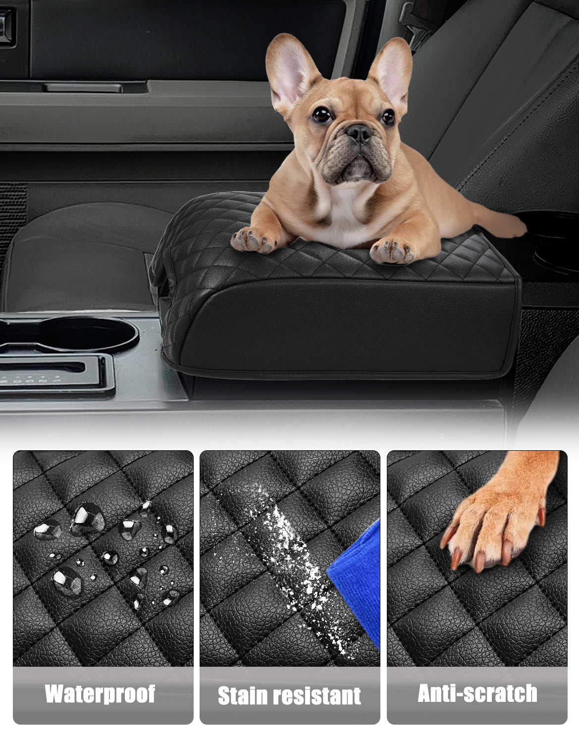 KBH Center Console Armrest Cover Pad for Bucket Seat 2004-2014 Ford F150 XL XLT STX, 2007-2017 Ford Expedition, 2006-2008 Lincoln Mark LT